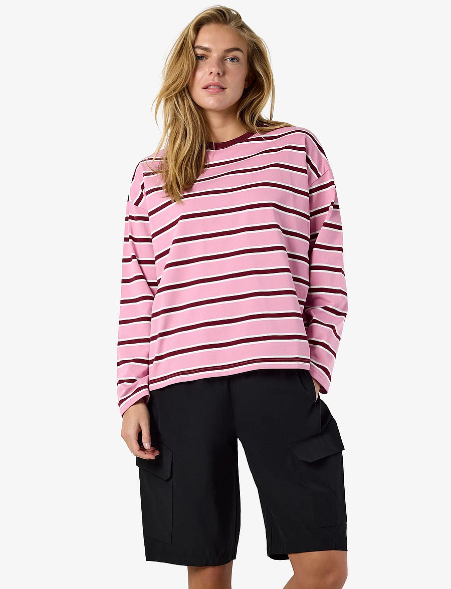 NOISY MAY - NMEMBER L/S STRIPE SWEAT NOOS - sweatshirts - begonia pink - 0