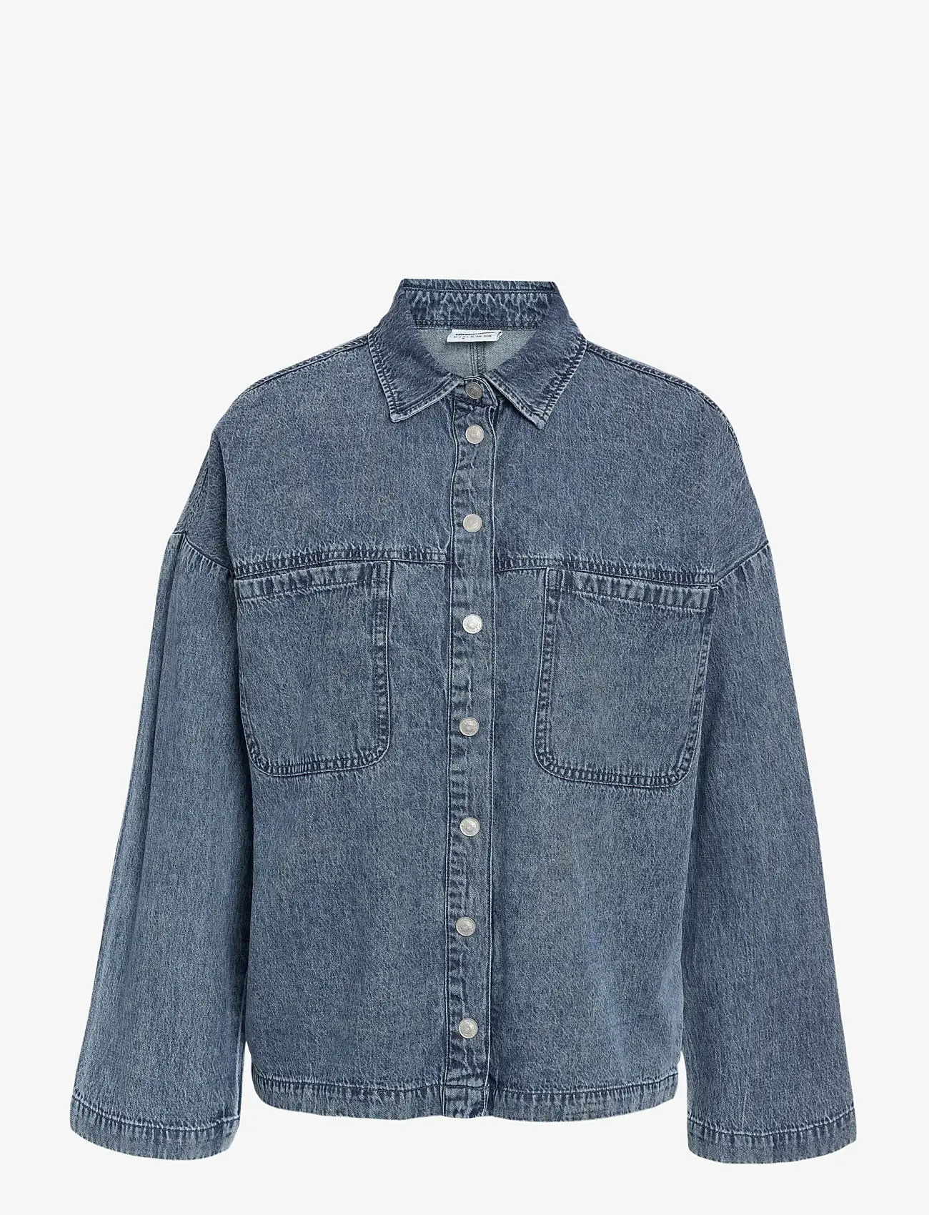 NOISY MAY - NMENZA L/S OVERSIZE SHIRT MG004MB NOOS - denimskjorter - medium blue denim - 1