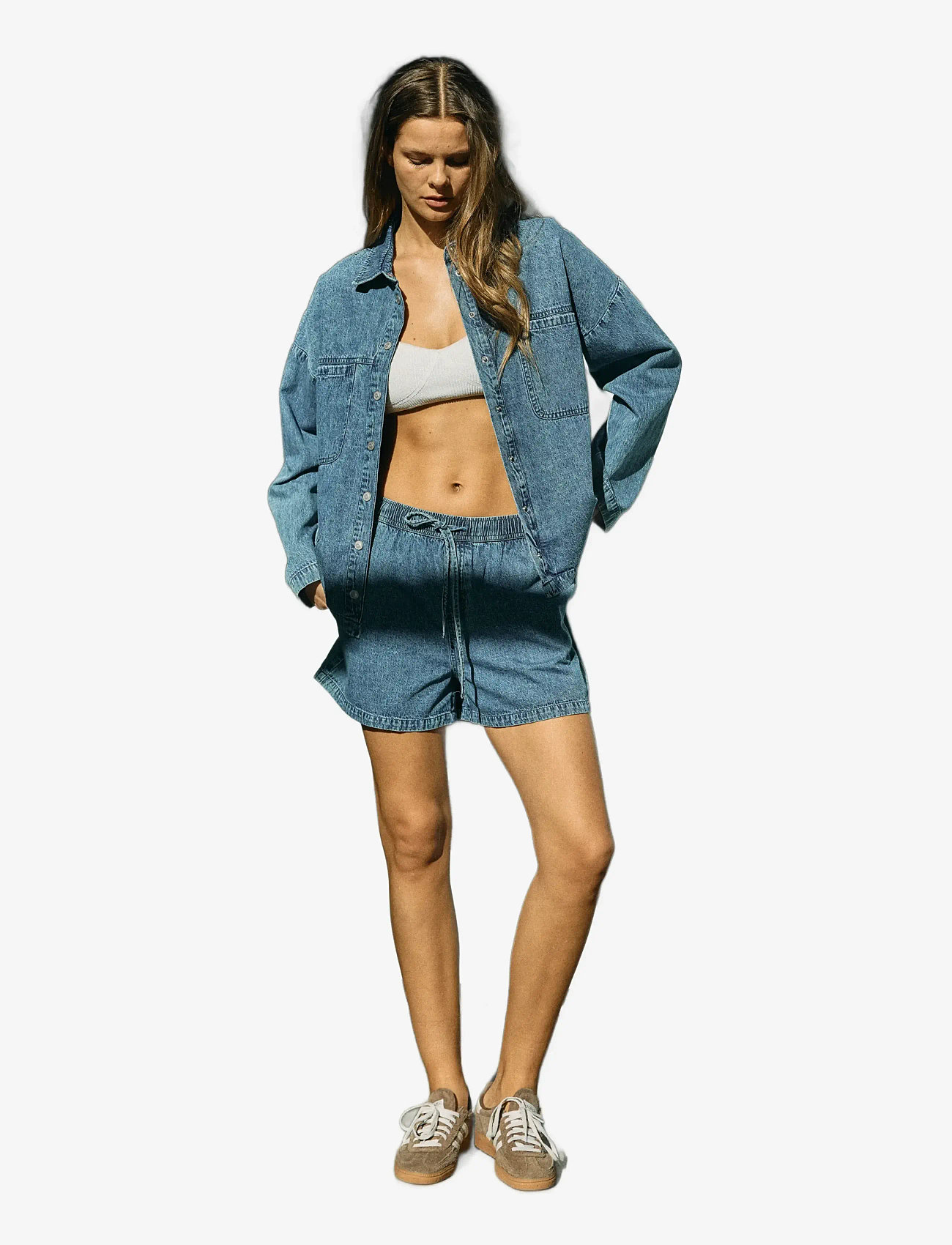 NOISY MAY - NMENZA L/S OVERSIZE SHIRT MG004MB NOOS - denimskjorter - medium blue denim - 5