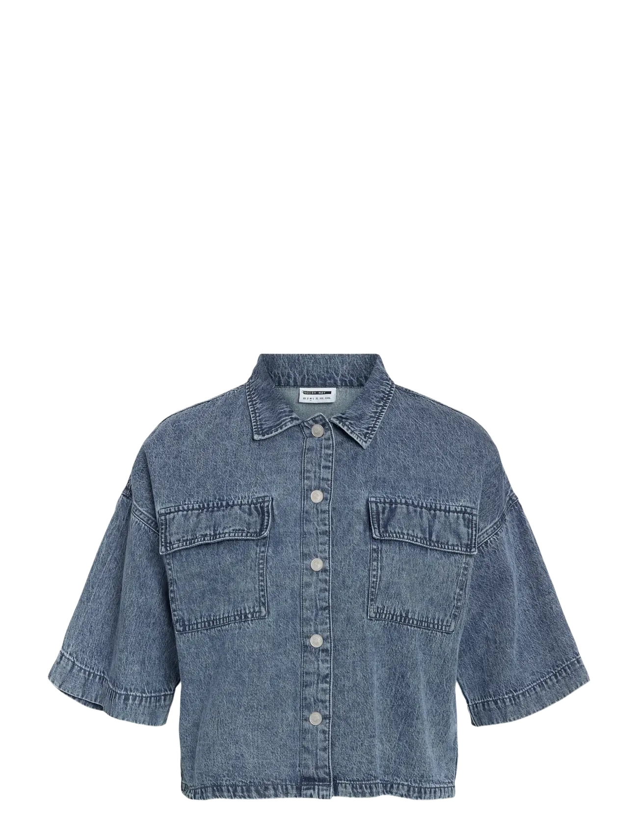 NOISY MAY NMENZA S/S REG CROP SHIRT MG004MB NOOS - Tøj - MEDIUM BLUE DENIM / blue