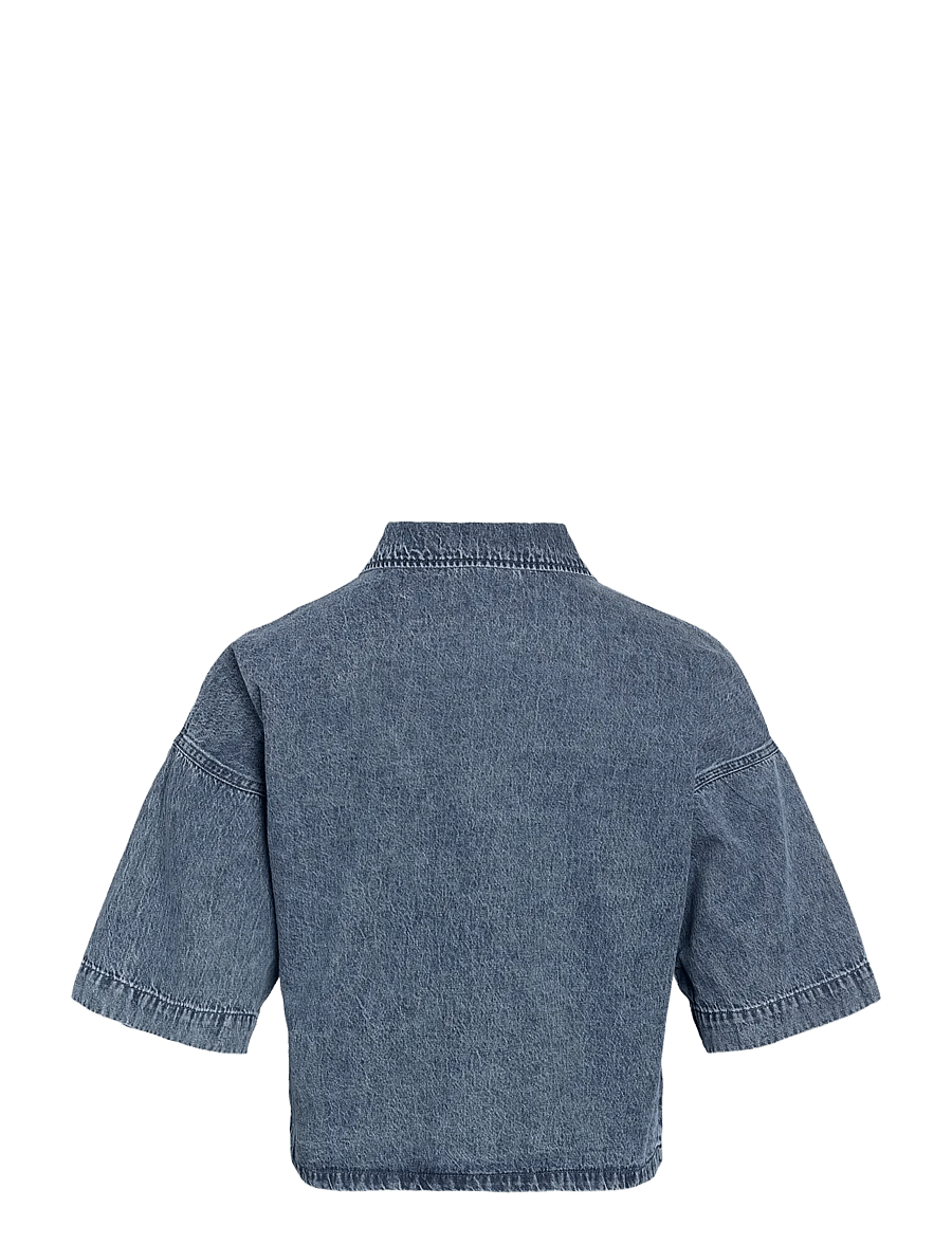 NOISY MAY - NMENZA S/S REG CROP SHIRT MG004MB NOOS - chemises en jeans - medium blue denim - 2
