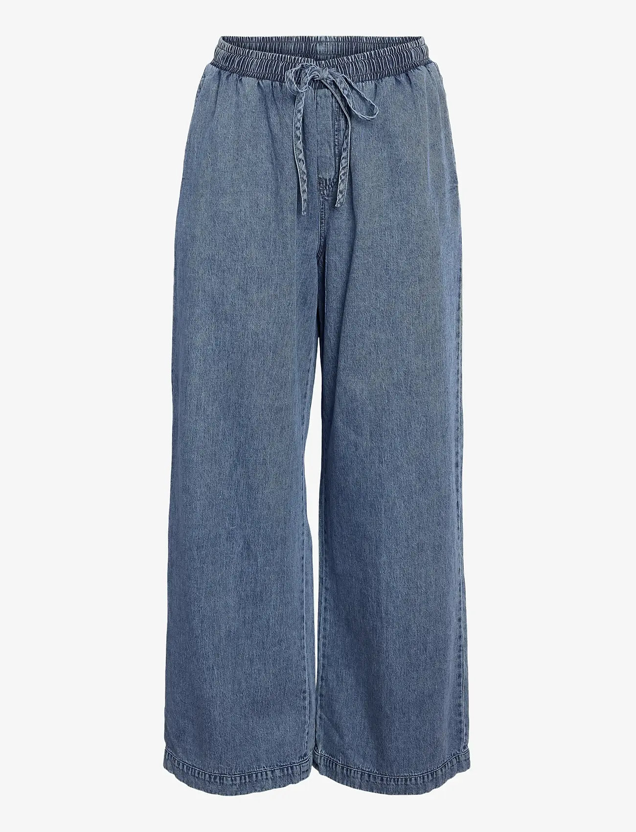 NOISY MAY - NMENZA MW WIDE PANTS MG004MB NOOS - brede jeans - medium blue denim - 1