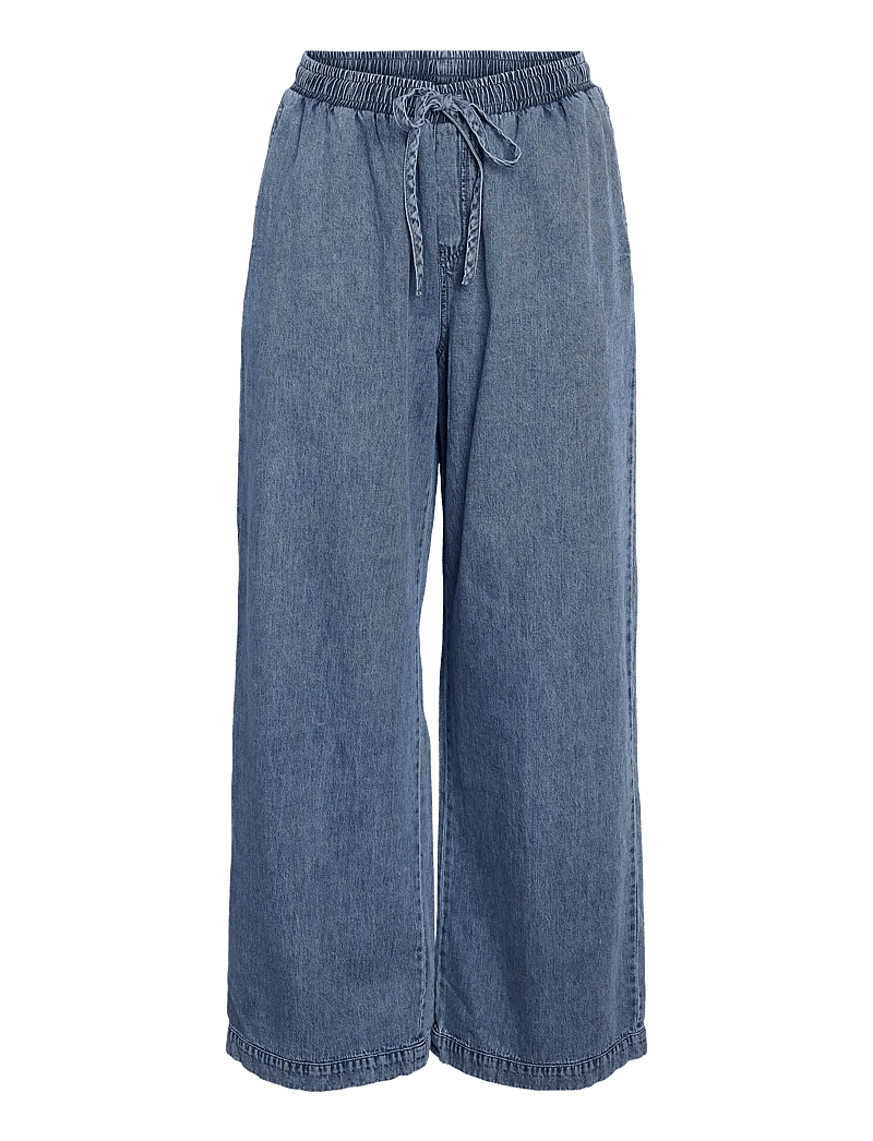NOISY MAY - NMENZA MW WIDE PANTS MG004MB NOOS - brede jeans - medium blue denim - 1
