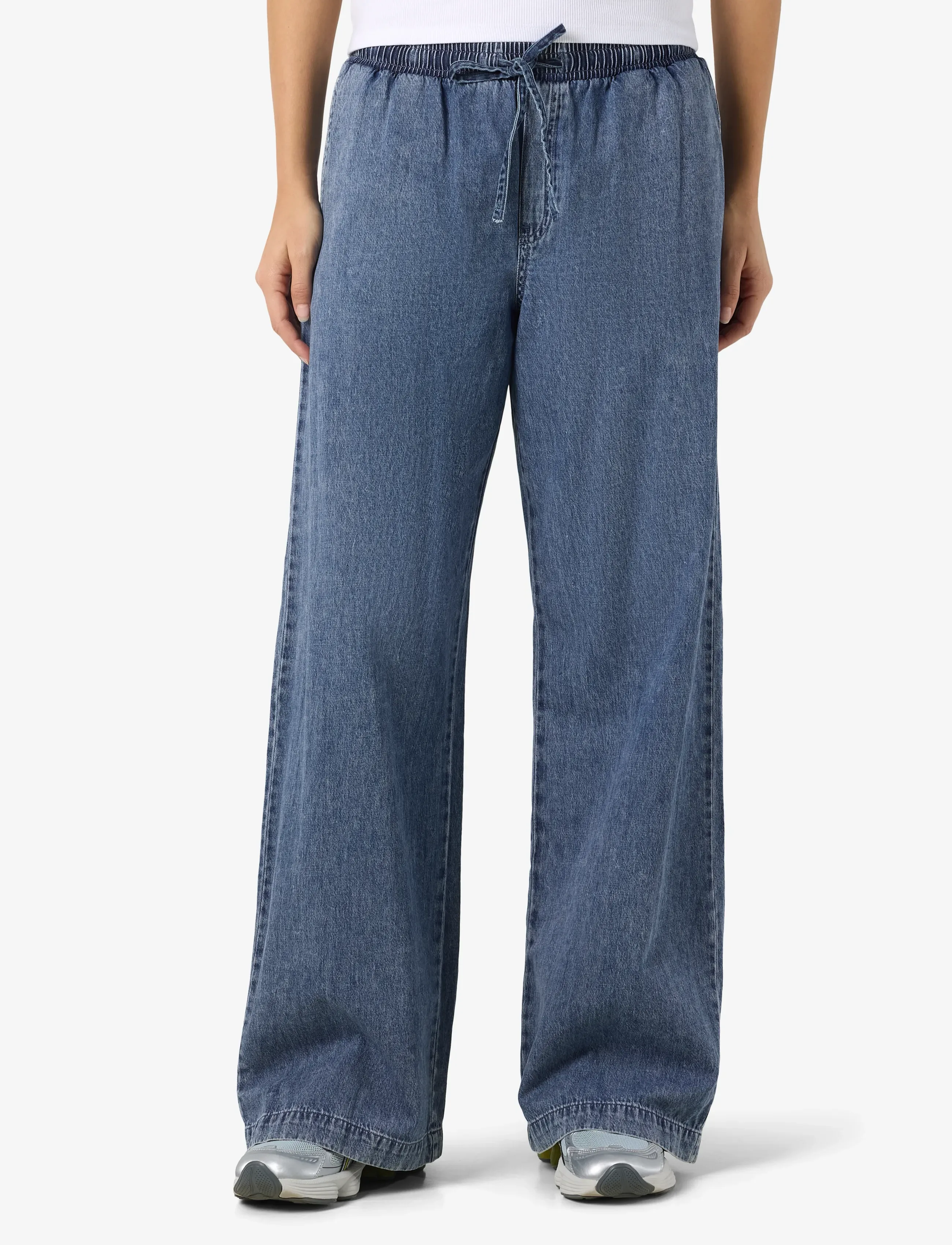 NOISY MAY NMENZA MW WIDE PANTS MG004MB NOOS - Officewear - MEDIUM BLUE DENIM / blue