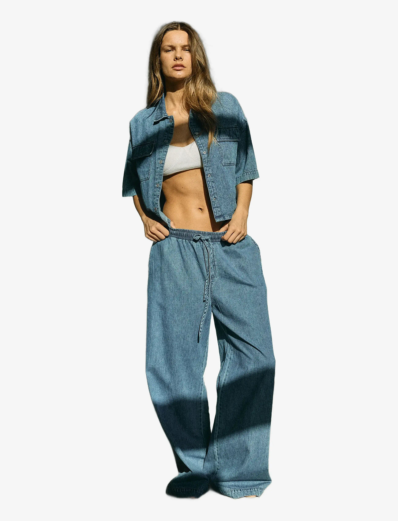 NOISY MAY - NMENZA MW WIDE PANTS MG004MB NOOS - brede jeans - medium blue denim - 3