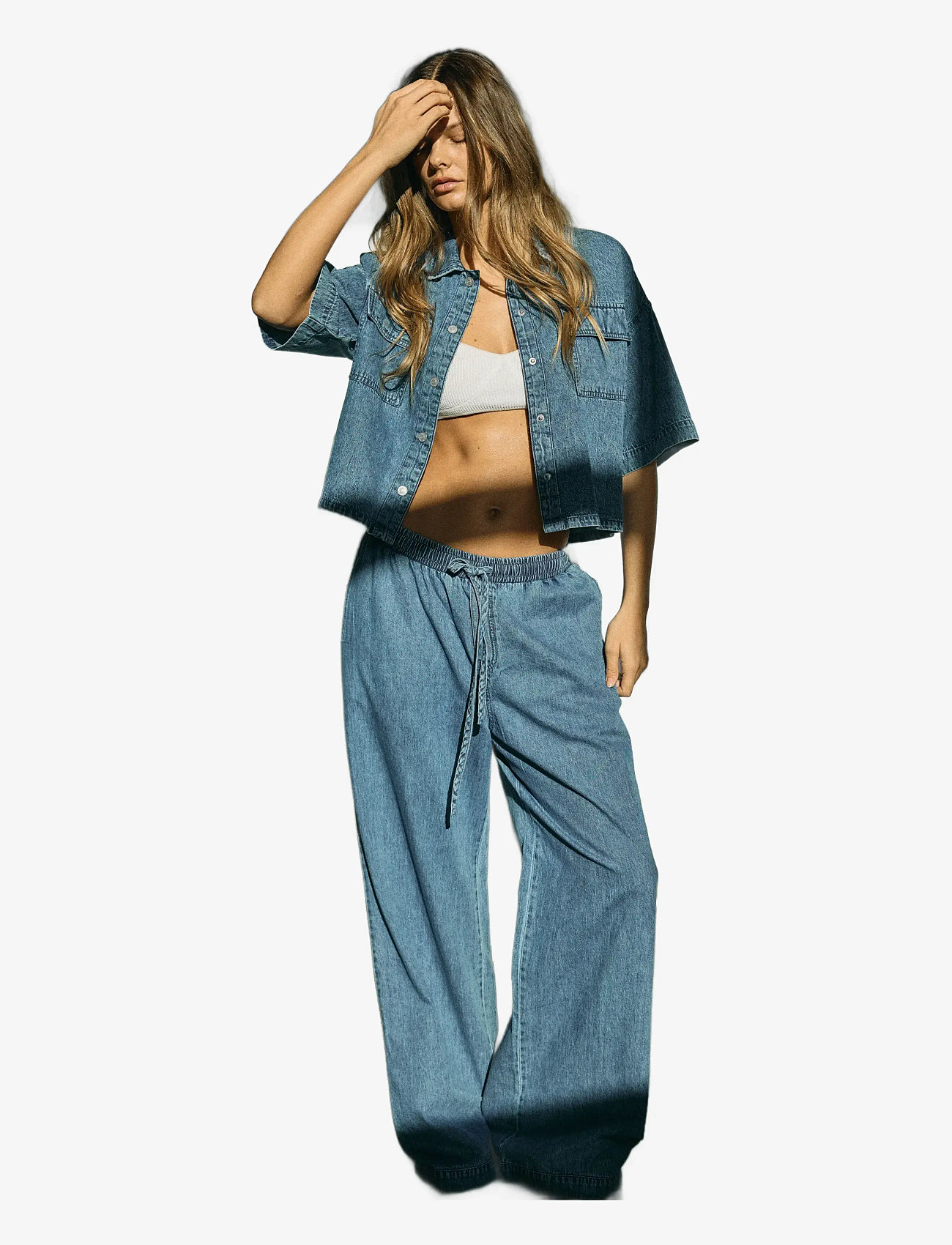 NOISY MAY - NMENZA MW WIDE PANTS MG004MB NOOS - brede jeans - medium blue denim - 4