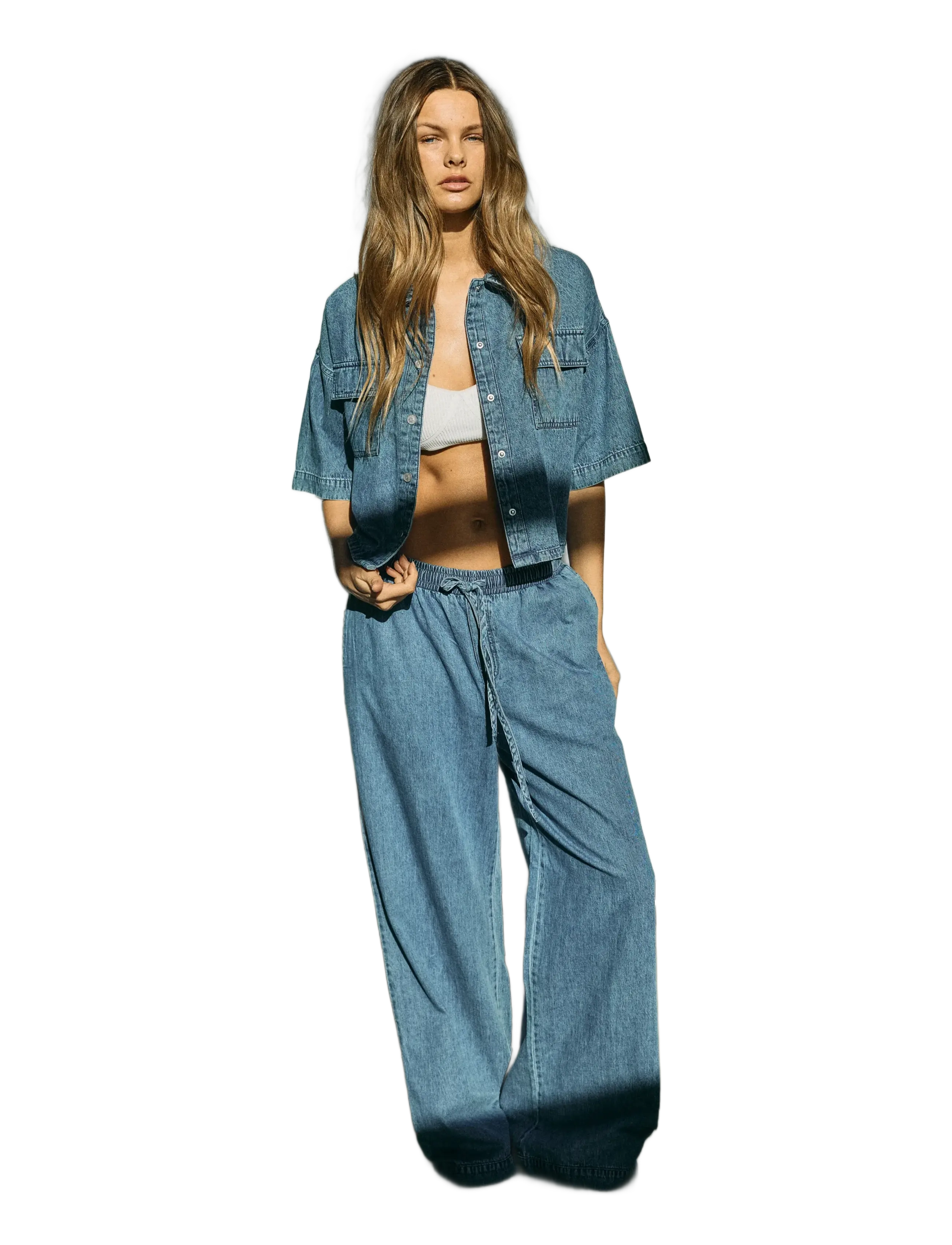 NOISY MAY Nmenza Mw Wide Pants Mg004Mb Noos linnebyxor dam – bild 5