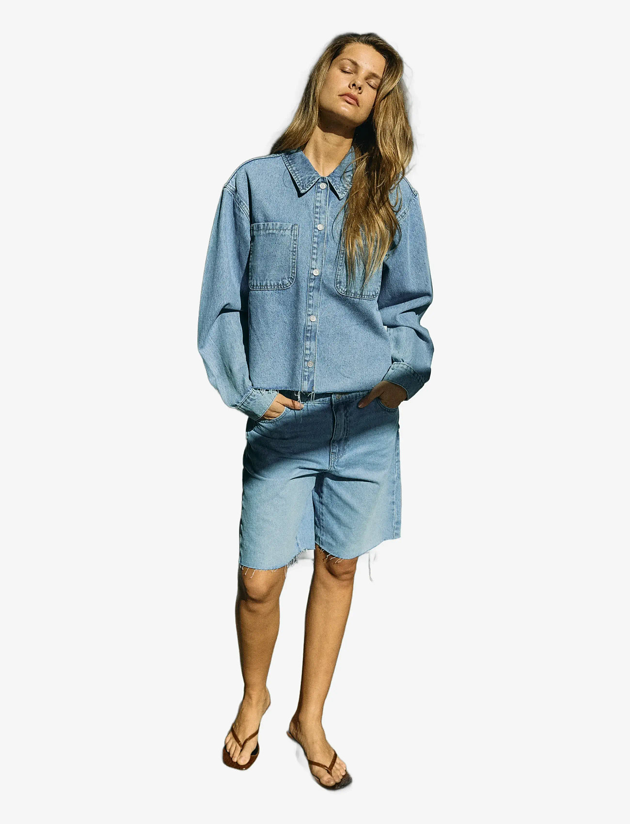 NOISY MAY - NMALVA L/S DENIM SH SHCKET  AZ452LB - kevättakit - light blue denim - 3