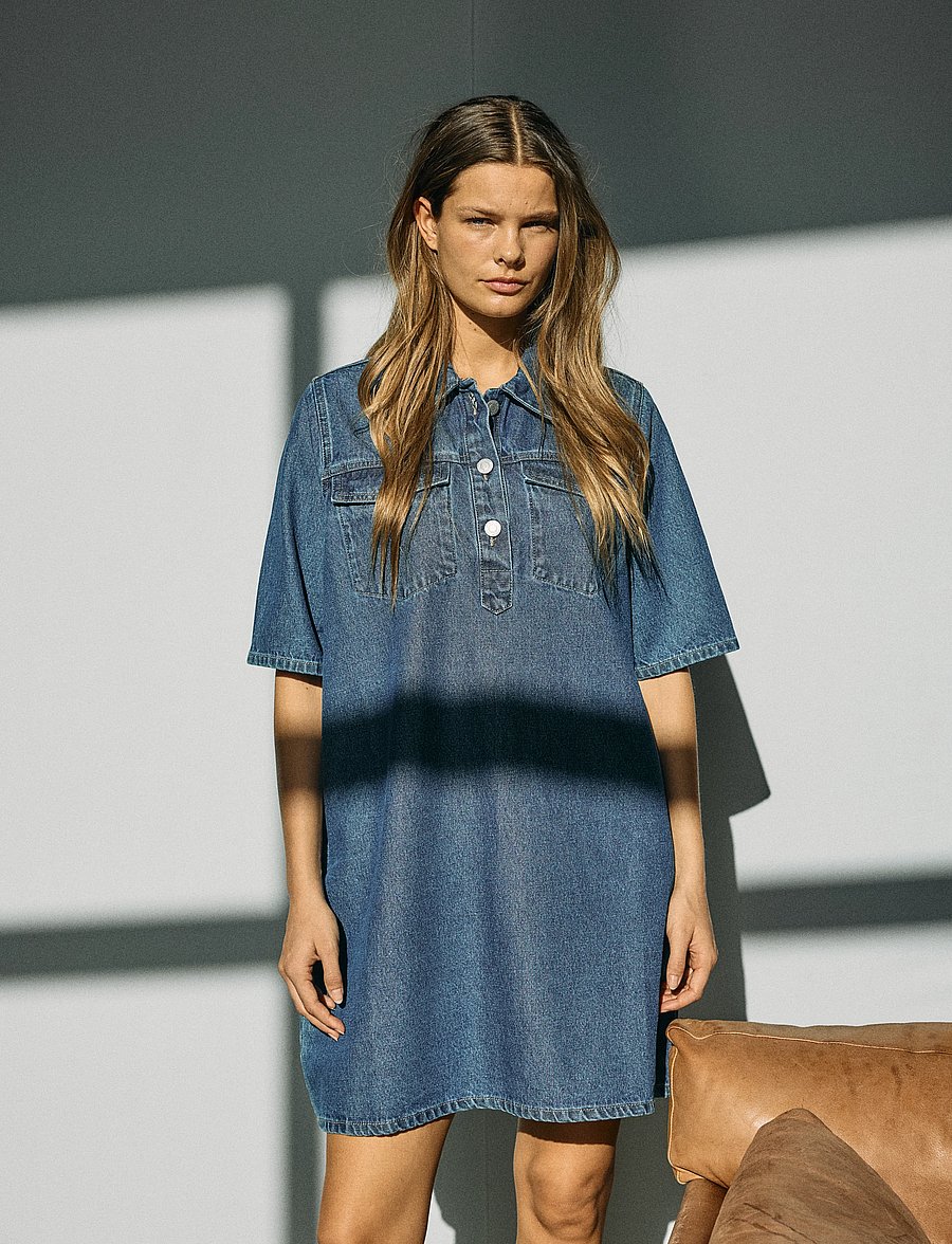 NOISY MAY - NMINDIE S/S SHORT DRESS AZ426MB NOOS - medium blue denim - 0