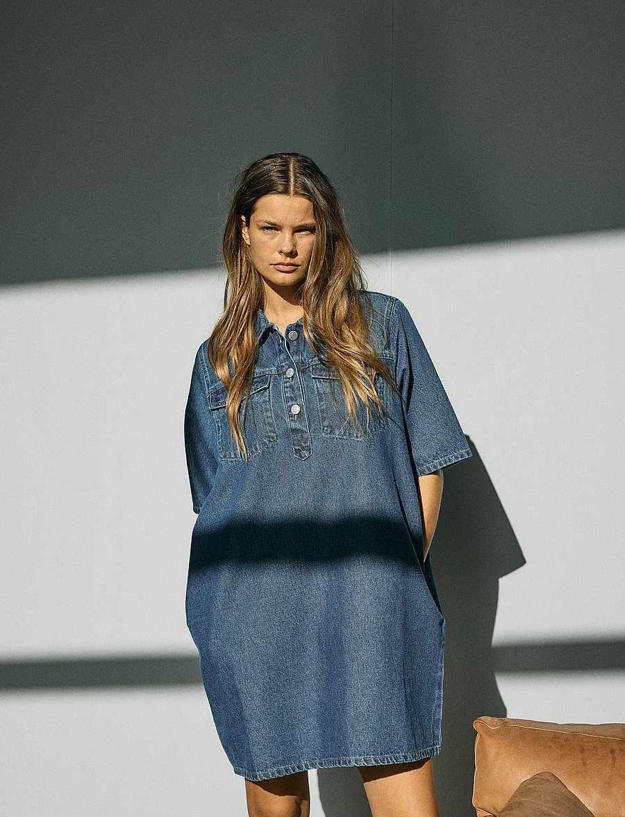 NOISY MAY - NMINDIE S/S SHORT DRESS AZ426MB NOOS - medium blue denim - 4