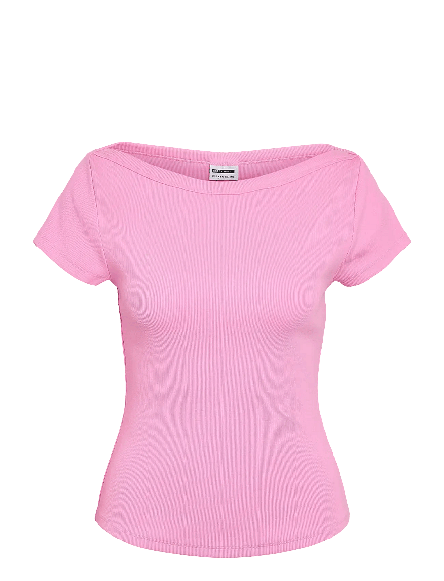 NOISY MAY - NMMAYA S/S BOATNECK TOP NOOS - t-shirts - begonia pink - 1