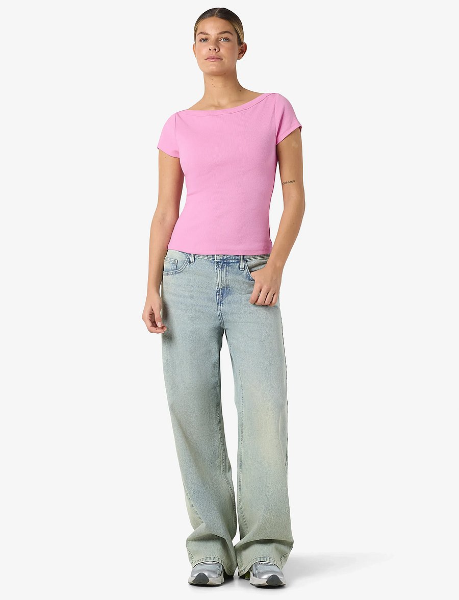 NOISY MAY - NMMAYA S/S BOATNECK TOP NOOS - t-shirts - begonia pink - 2