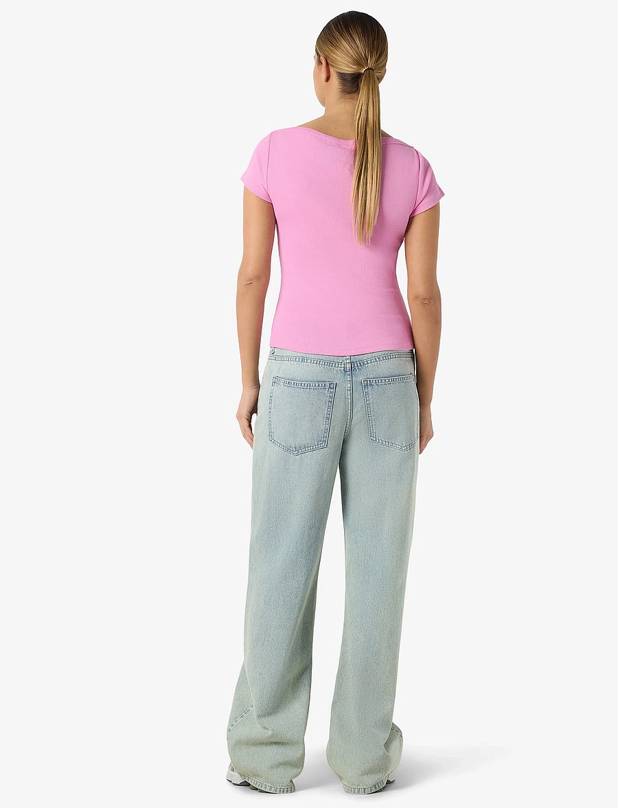 NOISY MAY - NMMAYA S/S BOATNECK TOP NOOS - t-shirts - begonia pink - 3