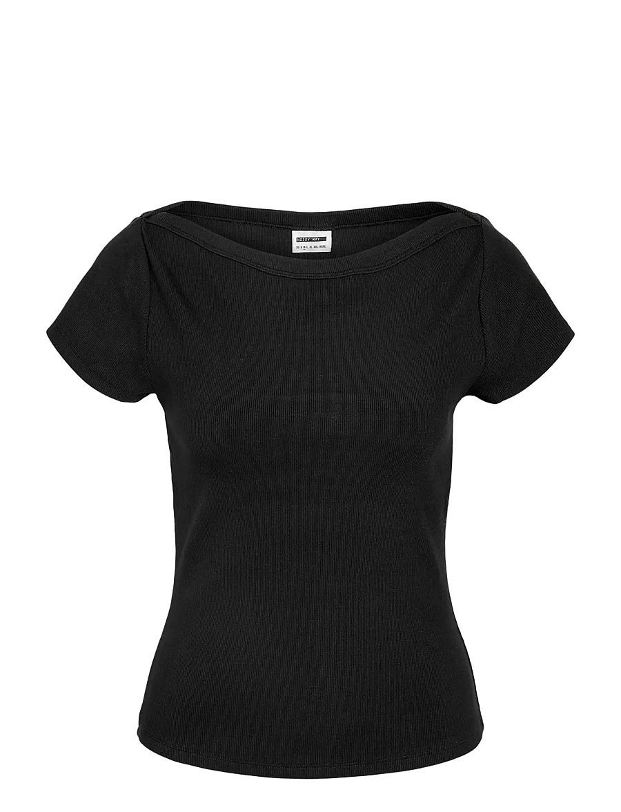 NOISY MAY - NMMAYA S/S BOATNECK TOP NOOS - t-shirts - black - 1