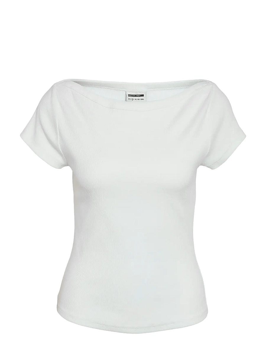 NOISY MAY - NMMAYA S/S BOATNECK TOP NOOS - t-shirts - bright white - 1