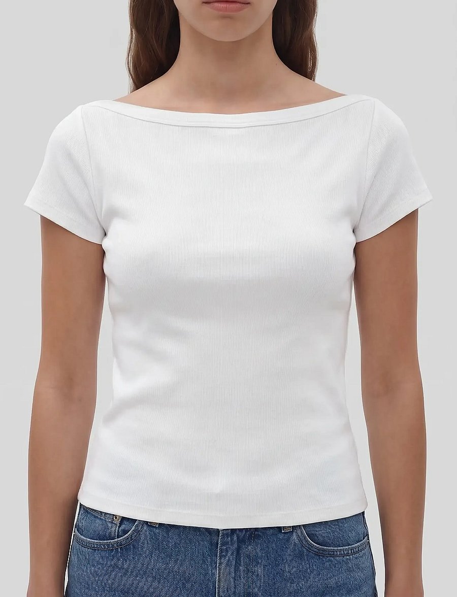 NOISY MAY - NMMAYA S/S BOATNECK TOP NOOS - t-shirts - bright white - 2