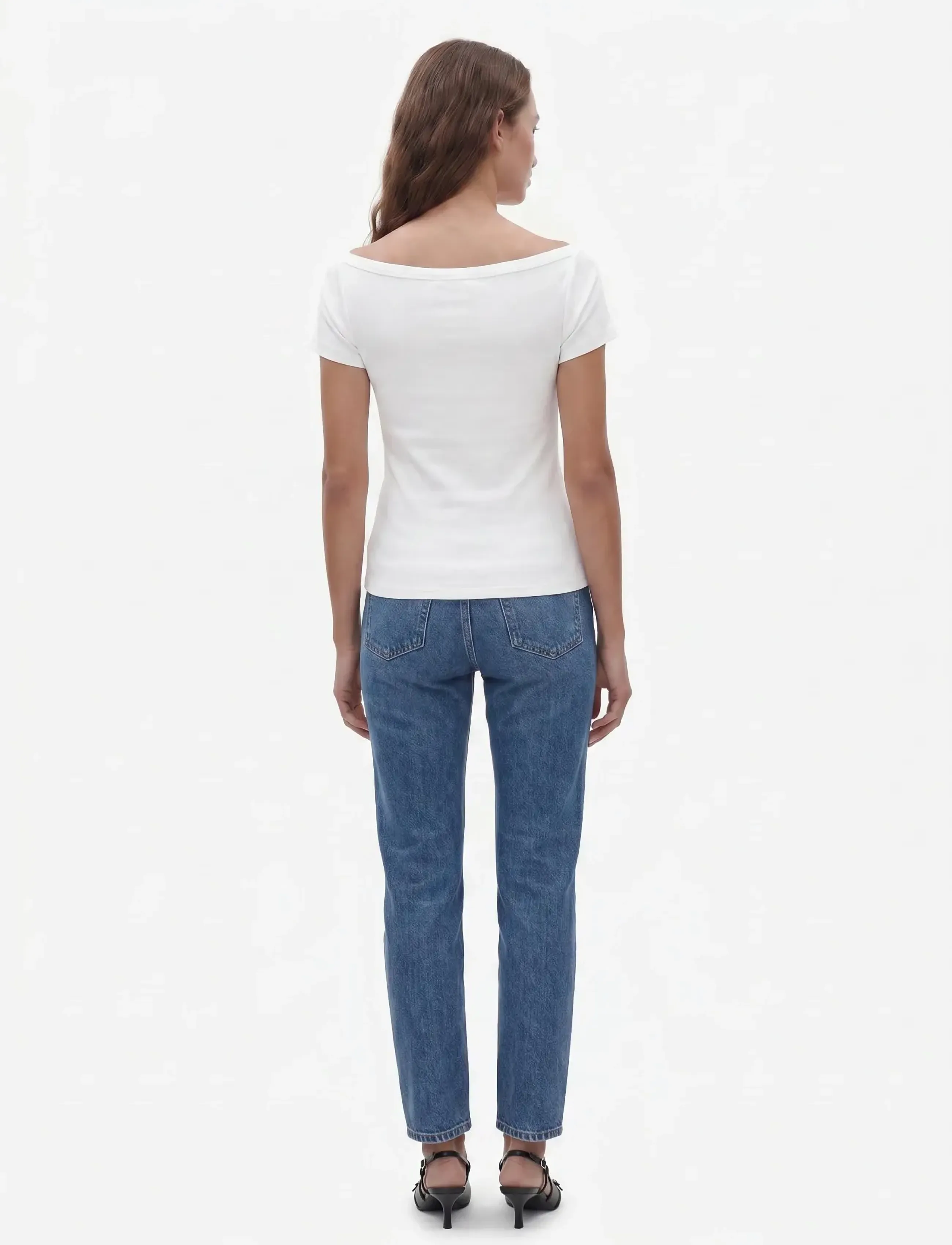 NOISY MAY - NMMAYA S/S BOATNECK TOP NOOS - t-skjorter - bright white - 3