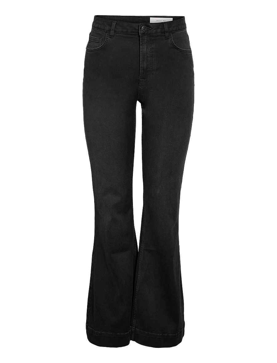 NOISY MAY - NMROOXY HW SLIM FLARED JNS VI581BL NOOS - hosen mit weitem bein - black denim - 1