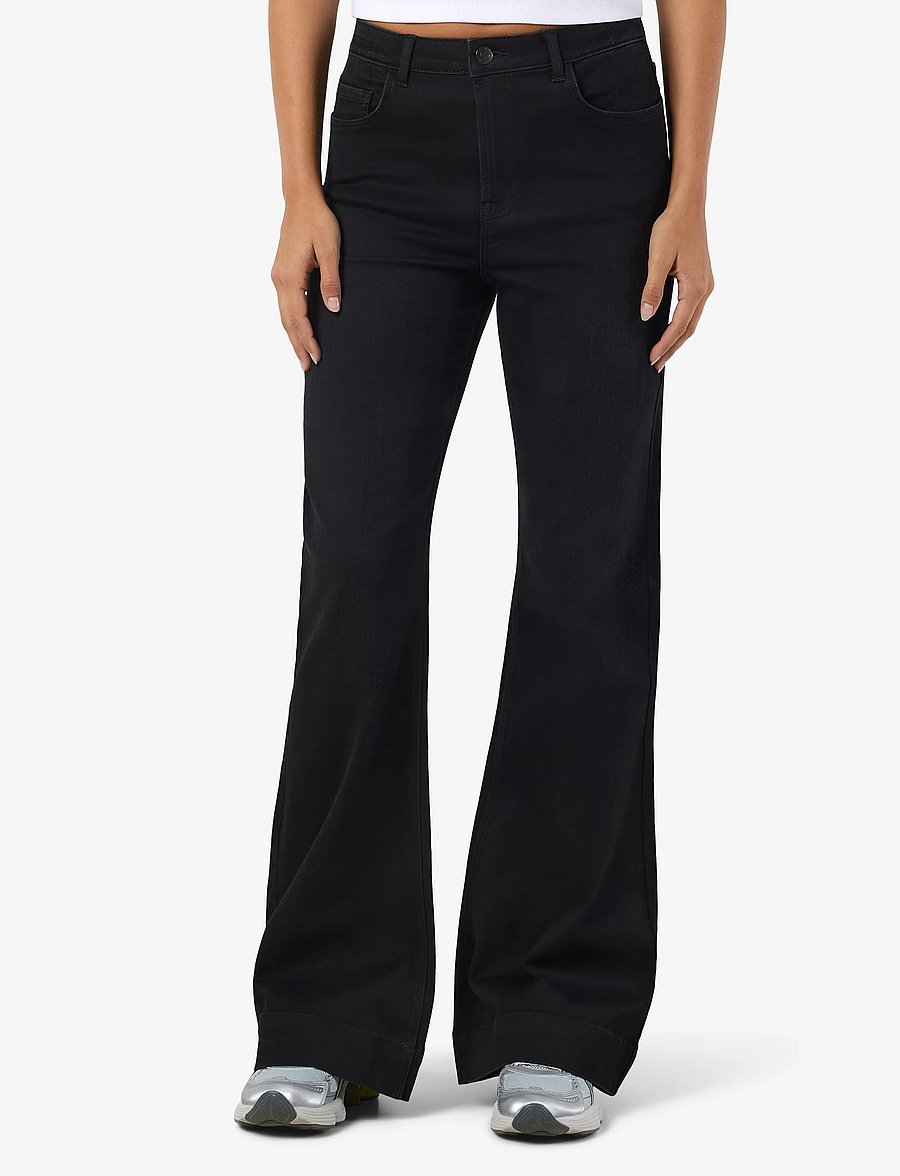 NOISY MAY - NMROOXY HW SLIM FLARED JNS VI581BL NOOS - hosen mit weitem bein - black denim - 0