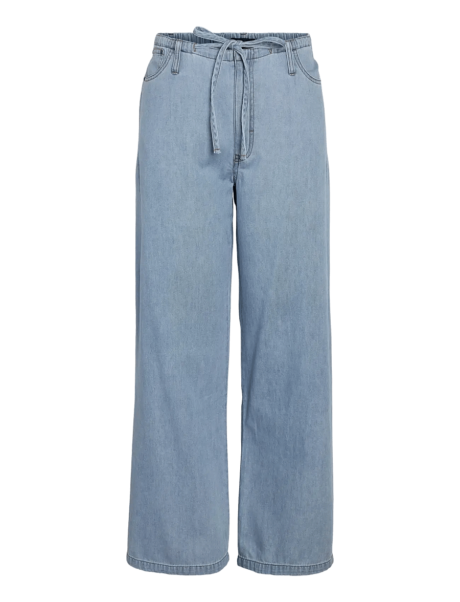 NOISY MAY - NMRINE NW WIDE PANTS MG008LB NOOS - hosen mit weitem bein - light blue denim - 1