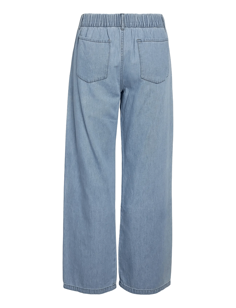 NOISY MAY - NMRINE NW WIDE PANTS MG008LB NOOS - hosen mit weitem bein - light blue denim - 2
