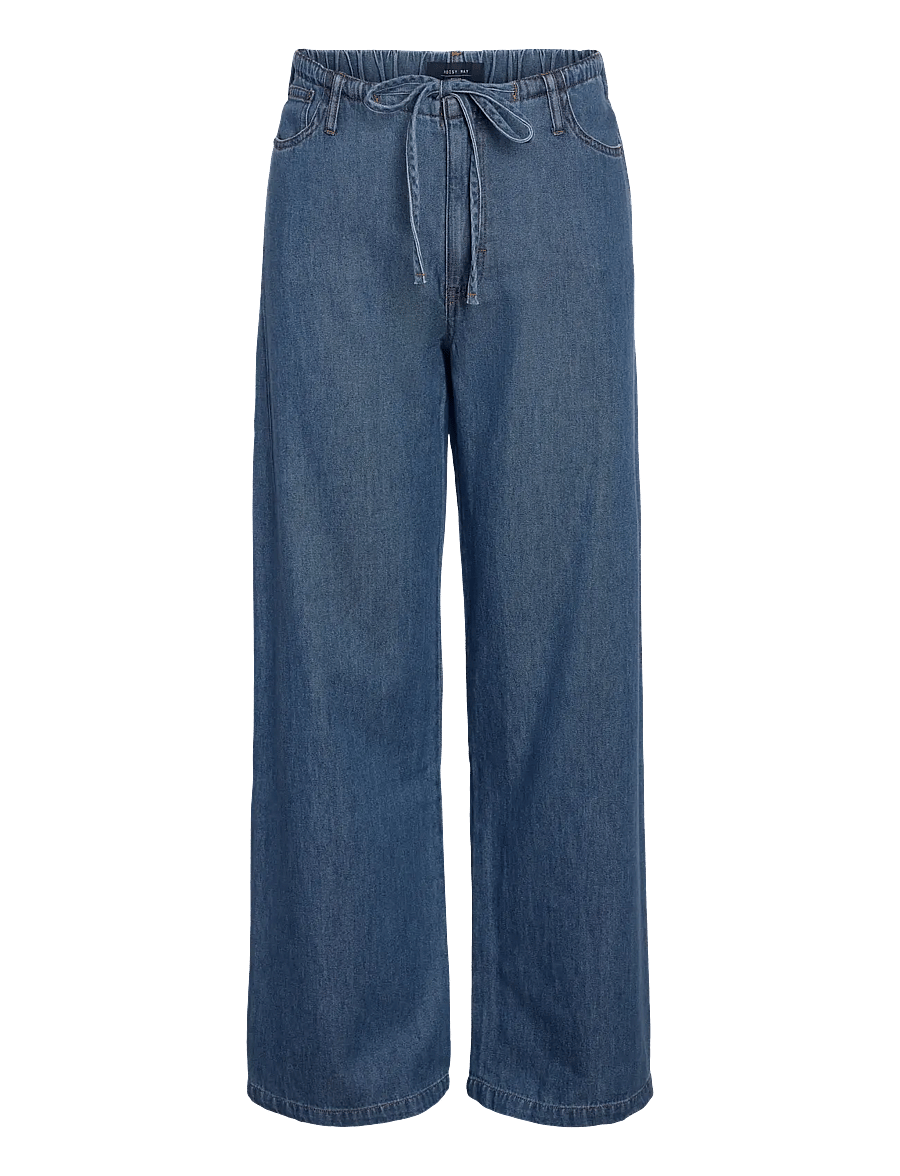 NOISY MAY - NMRINE NW WIDE PANTS MG009MB NOOS - hosen mit weitem bein - medium blue denim - 1