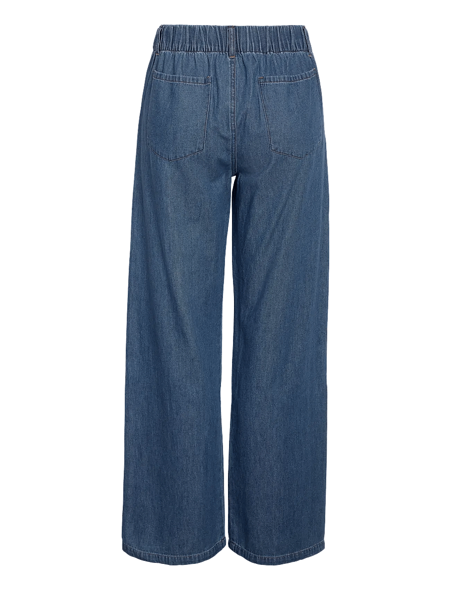NOISY MAY - NMRINE NW WIDE PANTS MG009MB NOOS - hosen mit weitem bein - medium blue denim - 2