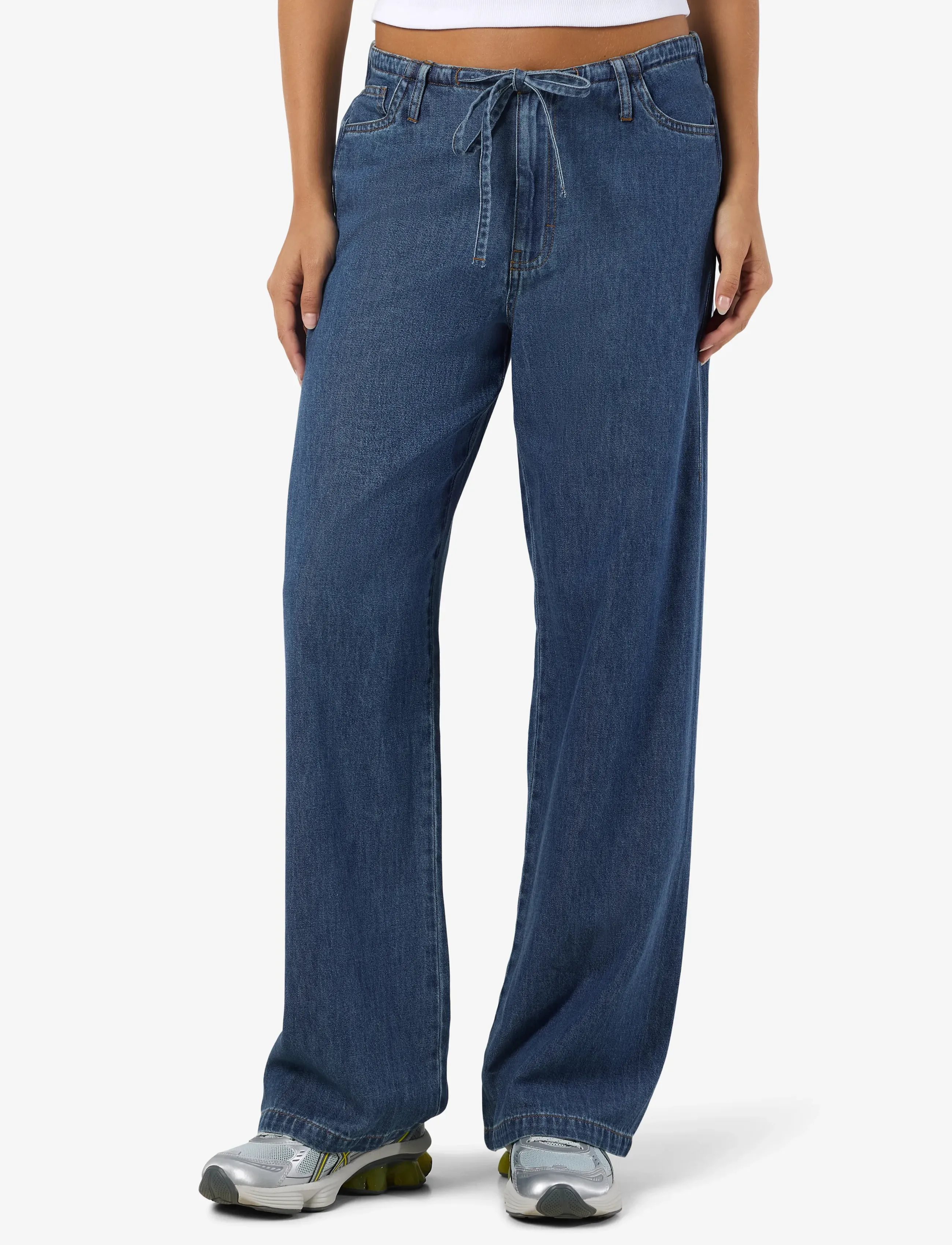 NOISY MAY NMRINE NW WIDE PANTS  MG009MB NOOS - Tøj - MEDIUM BLUE DENIM / blue