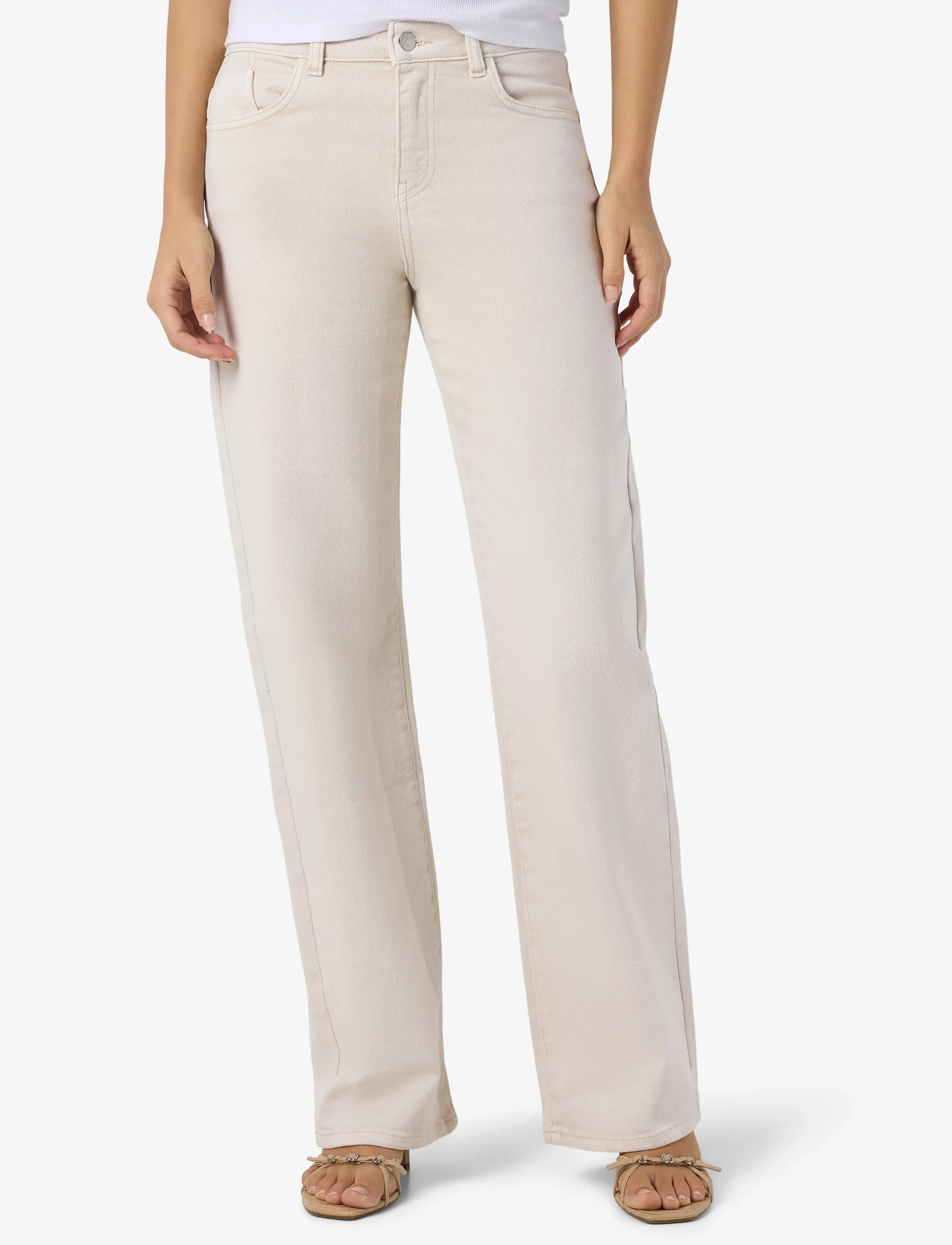 NOISY MAY NMYOLANDA MW STRAIGHT JEANS COLORED NOOS - Tøj - PUMICE STONE / white