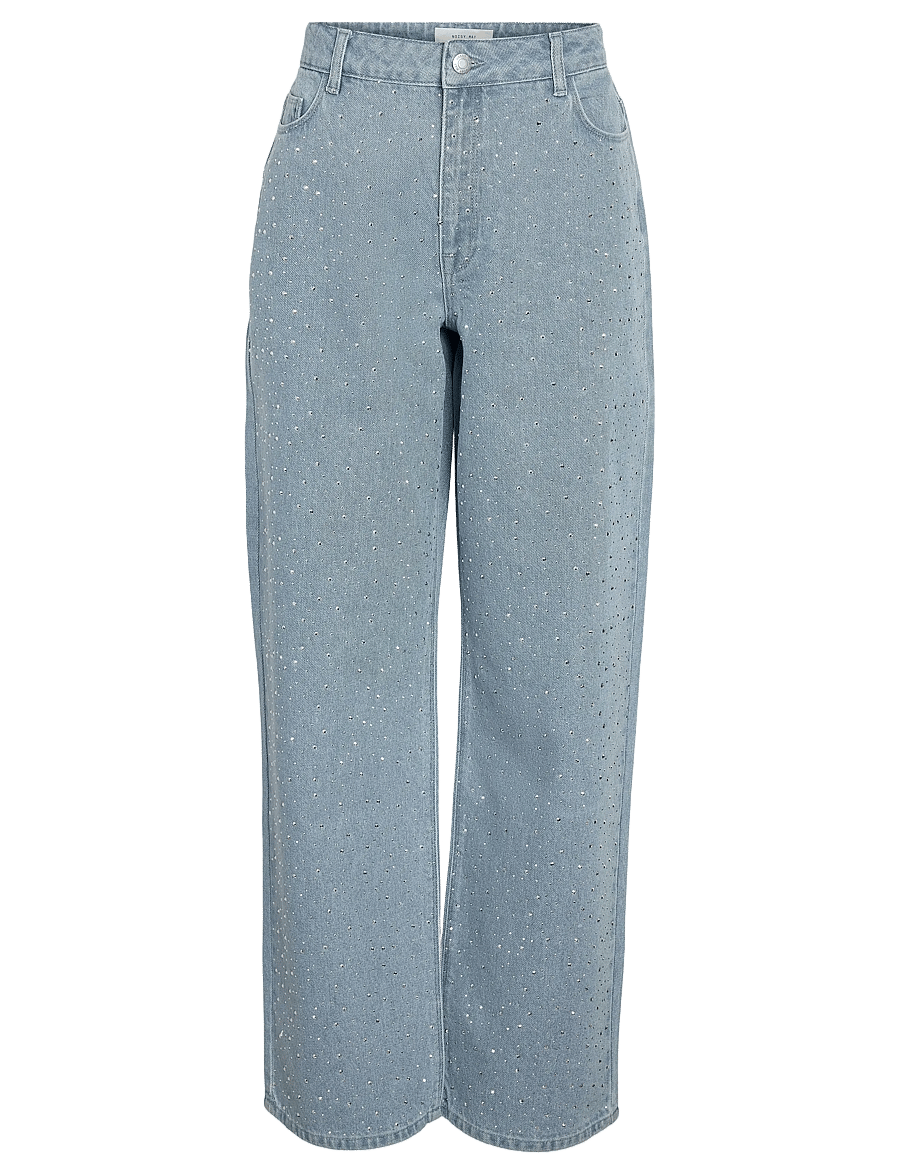 NOISY MAY - NMJANNEL HW LOOSE JEANS FO088LB NOOS - brede jeans - light blue denim - 1