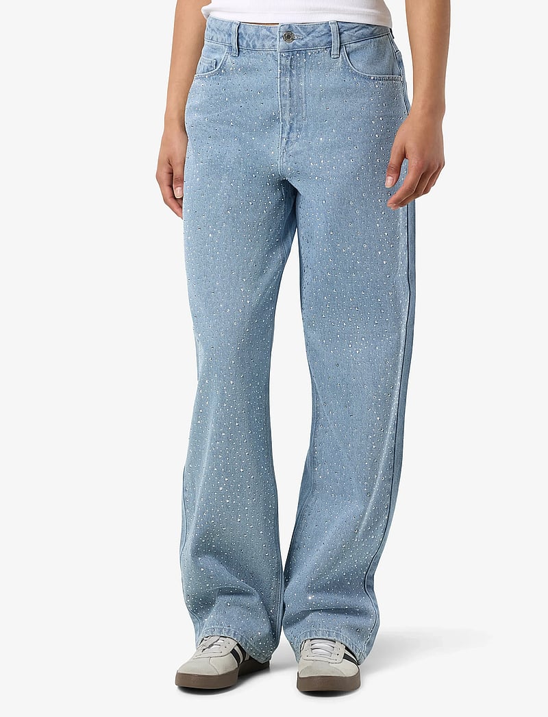 NOISY MAY - NMJANNEL HW LOOSE JEANS FO088LB NOOS - brede jeans - light blue denim - 0