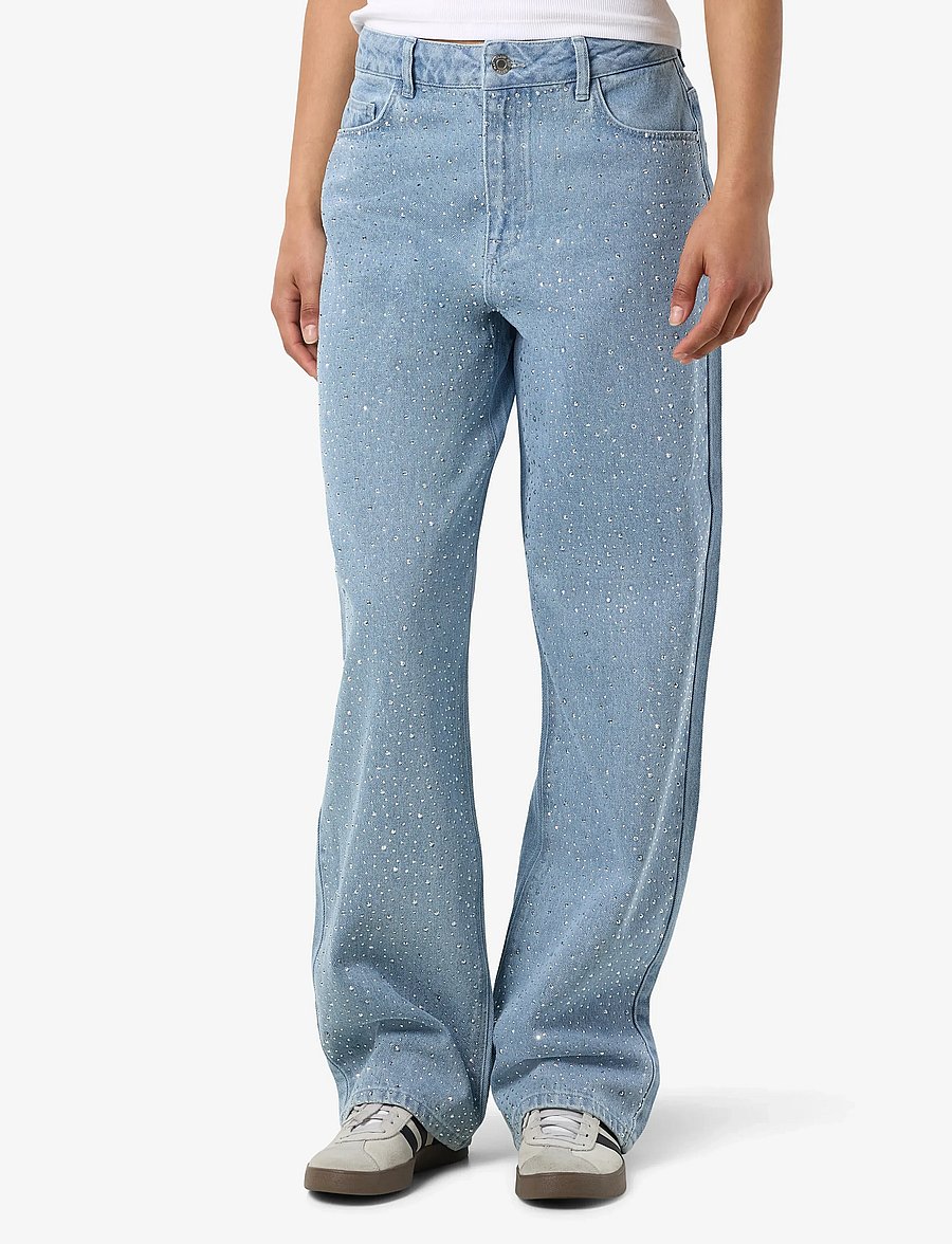 NOISY MAY - NMJANNEL HW LOOSE JEANS FO088LB NOOS - brede jeans - light blue denim - 0