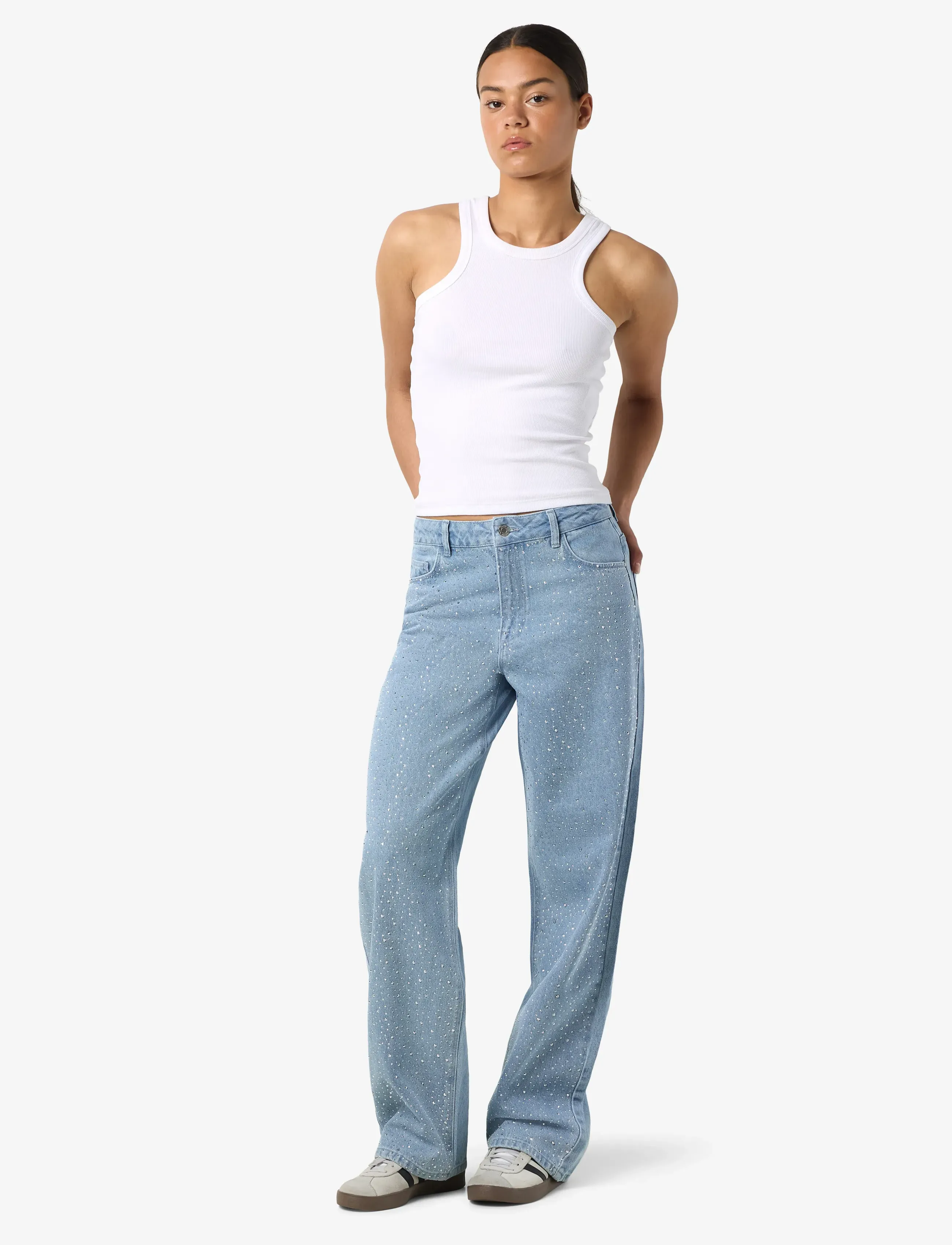 NOISY MAY - NMJANNEL HW LOOSE JEANS FO088LB NOOS - víðar gallabuxur - light blue denim - 3