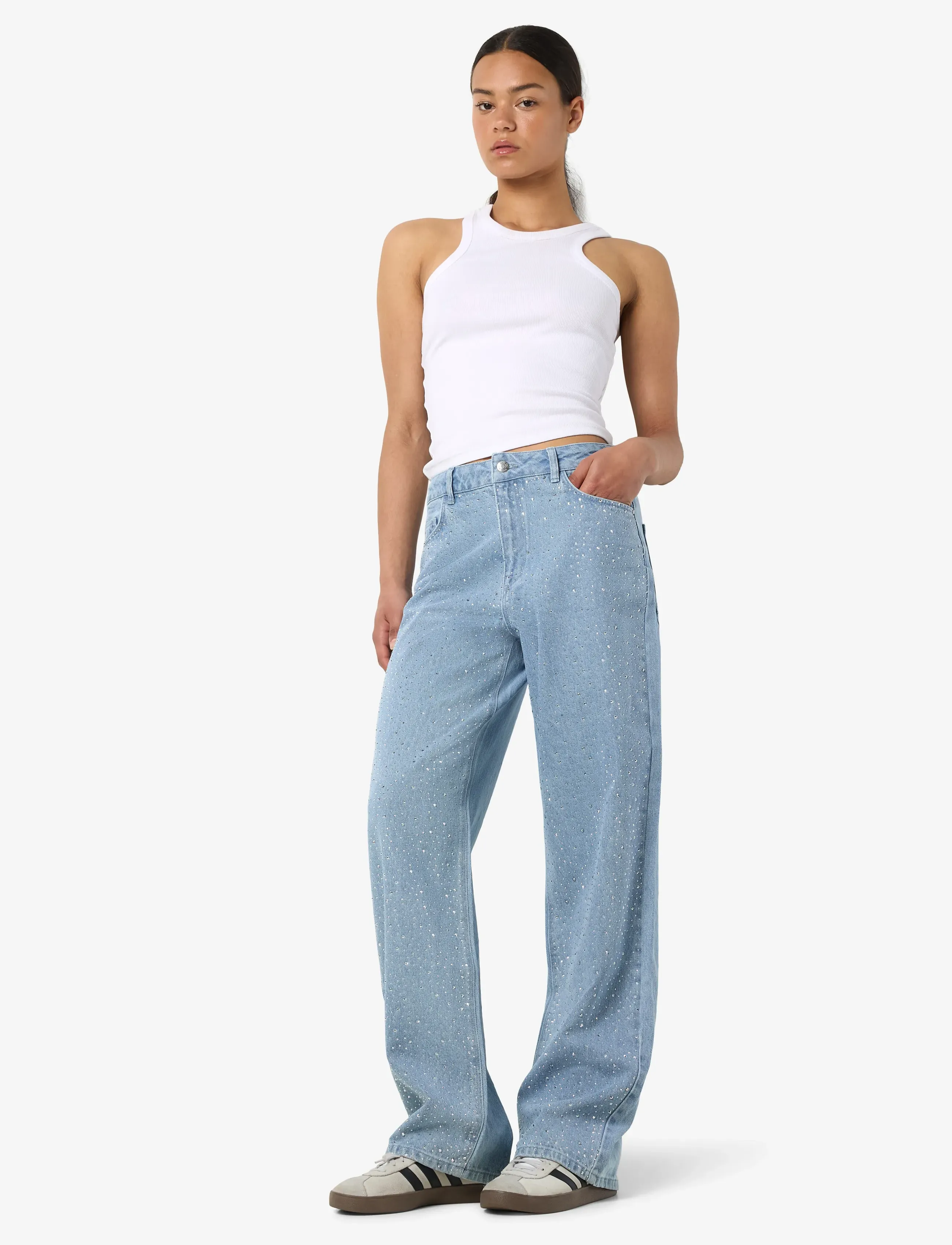NOISY MAY - NMJANNEL HW LOOSE JEANS FO088LB NOOS - víðar gallabuxur - light blue denim - 4