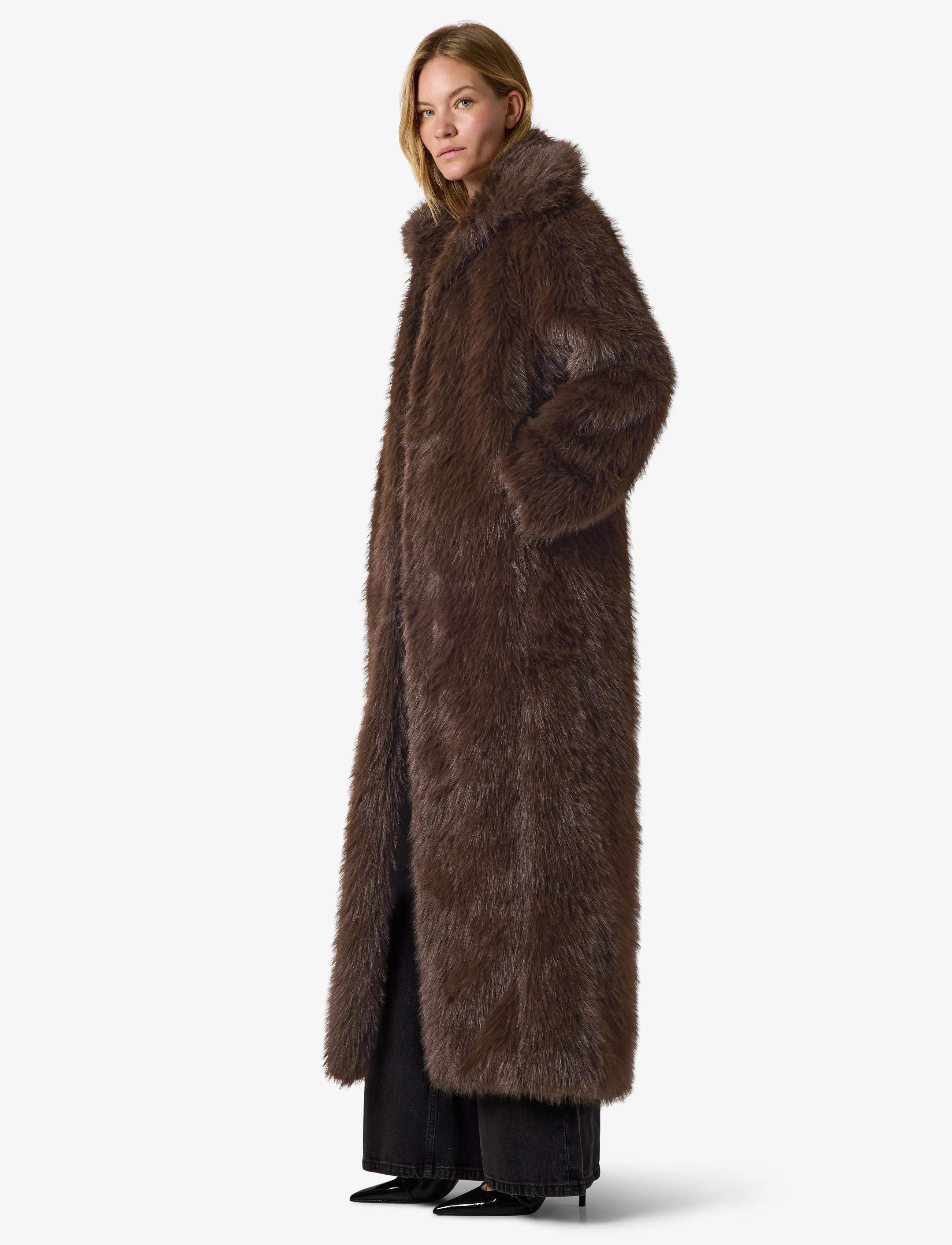 NOISY MAY - NMEVIE X-LONG COAT - faux fur - demitasse - 3