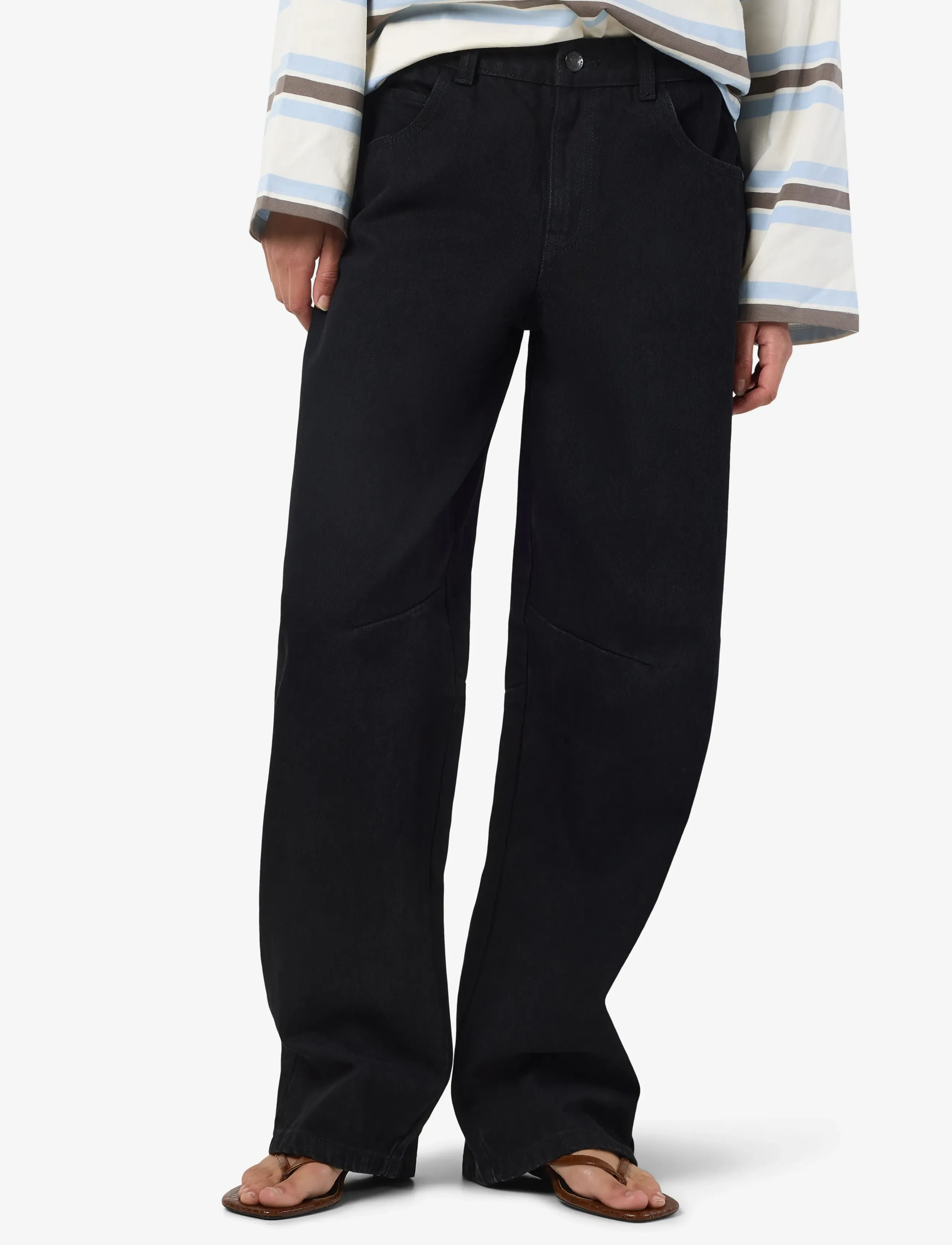 NOISY MAY NMHAZAL HW BARREL JEANS VI606BL NOOS - Tøj - BLACK / black