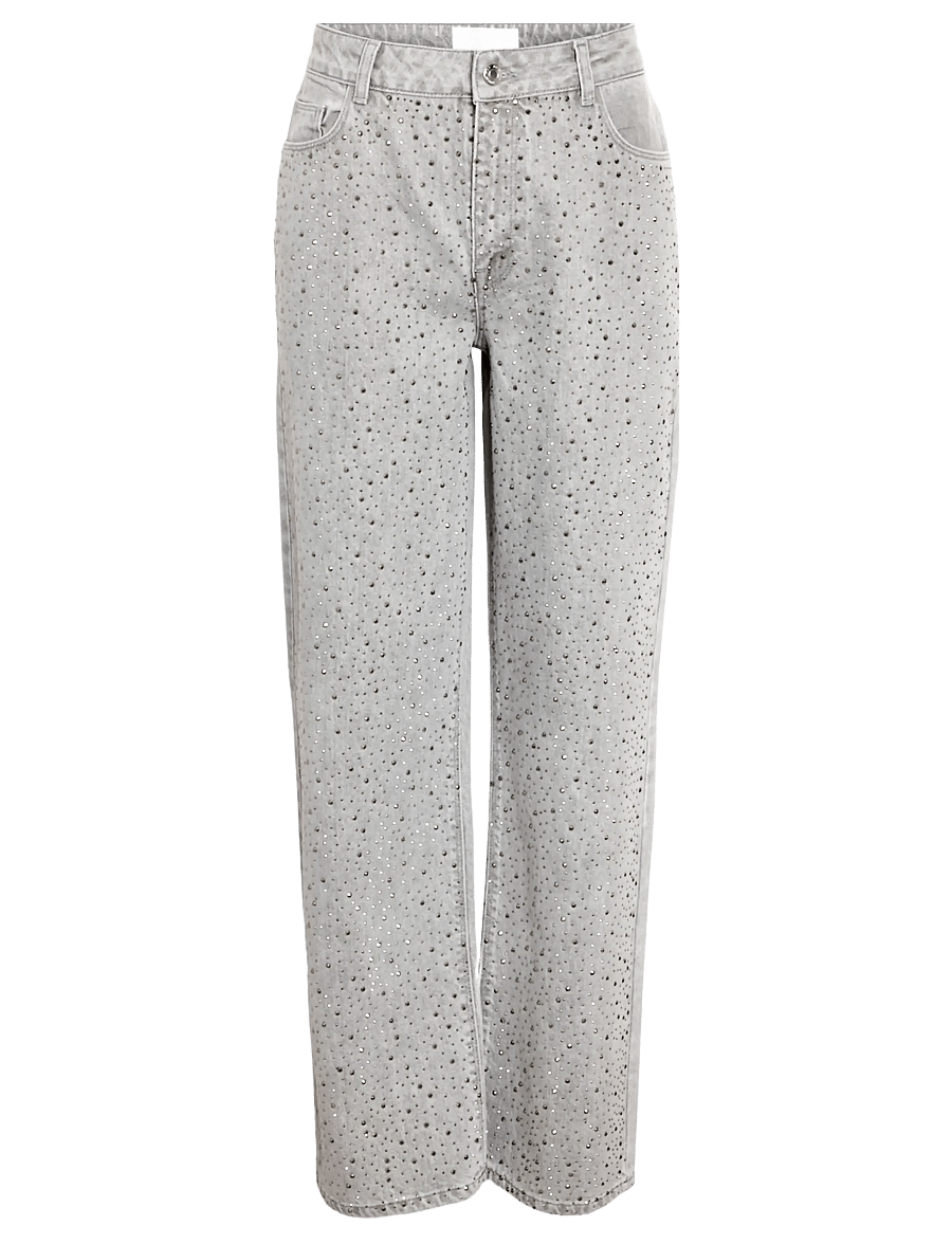 NOISY MAY - NMJANNEL HW LOOSE JEANS FO084LG NOOS - hosen mit weitem bein - light grey denim - 1