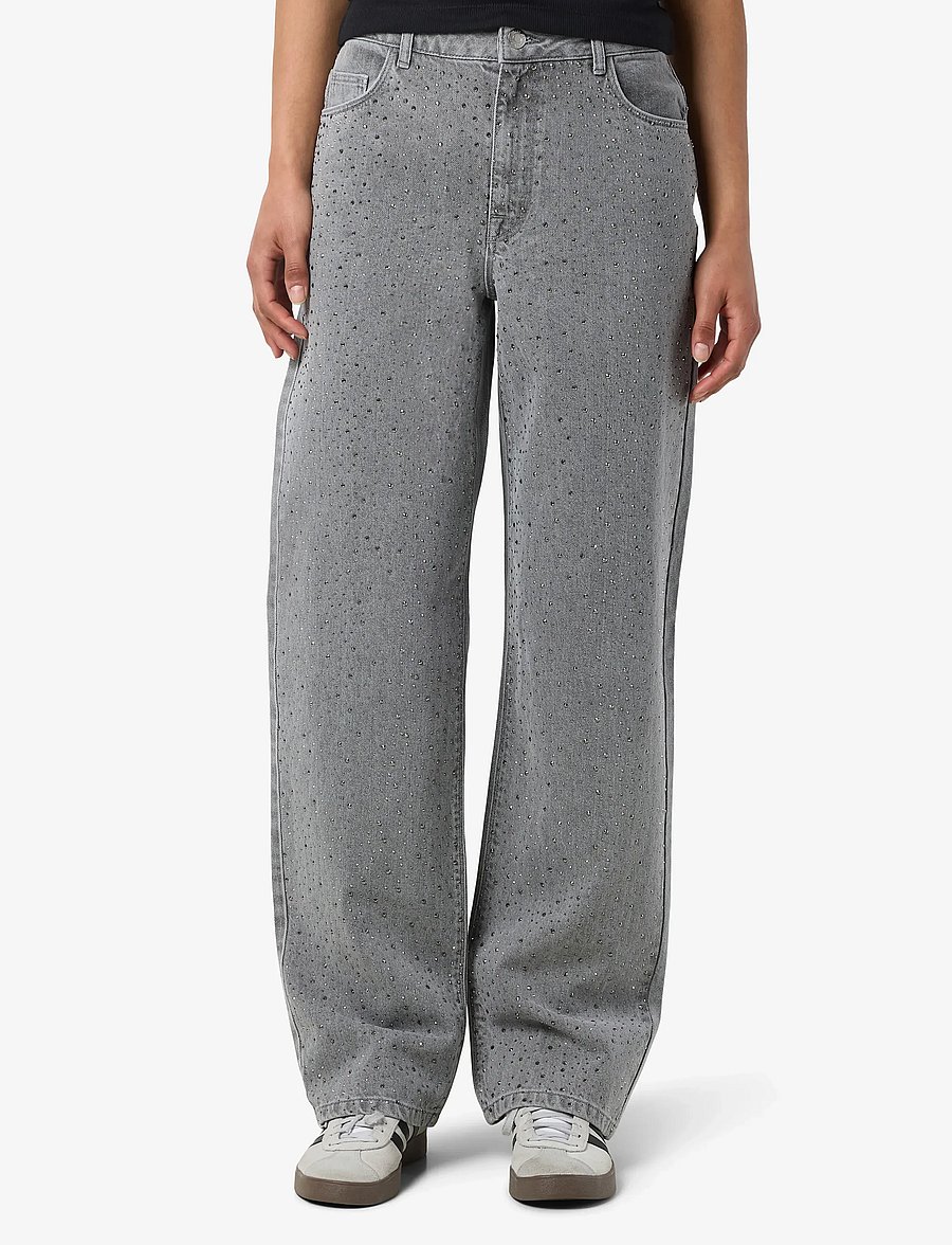 NOISY MAY - NMJANNEL HW LOOSE JEANS FO084LG NOOS - hosen mit weitem bein - light grey denim - 0