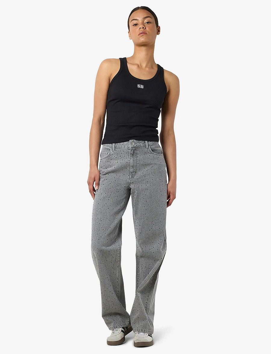 NOISY MAY - NMJANNEL HW LOOSE JEANS FO084LG NOOS - hosen mit weitem bein - light grey denim - 4