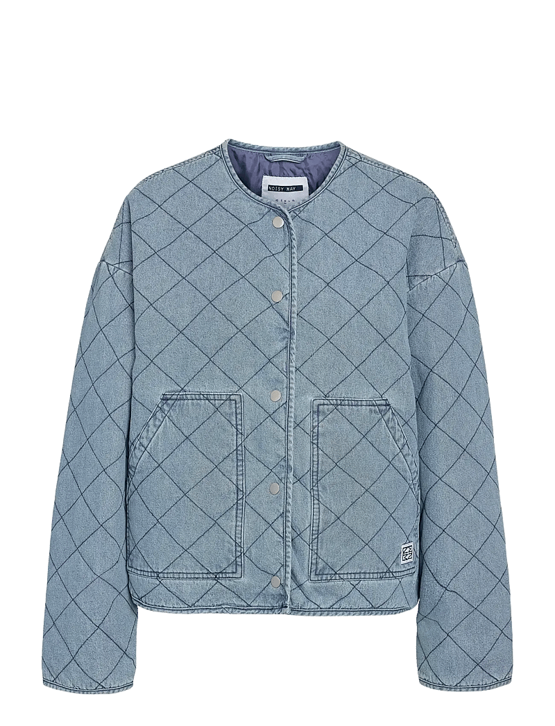 NOISY MAY - NMCLEO QUILTED DENIM JACKET - jeansjackor - light blue denim - 1