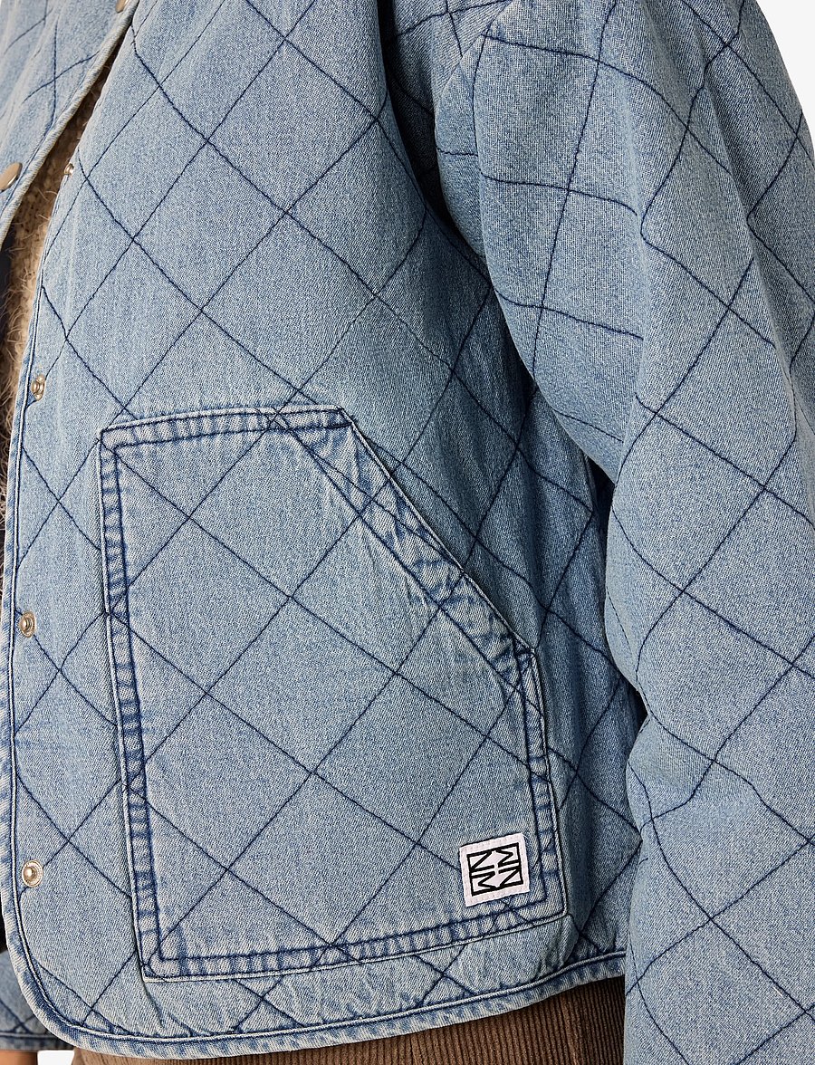 NOISY MAY - NMCLEO QUILTED DENIM JACKET - jeansjackor - light blue denim - 4