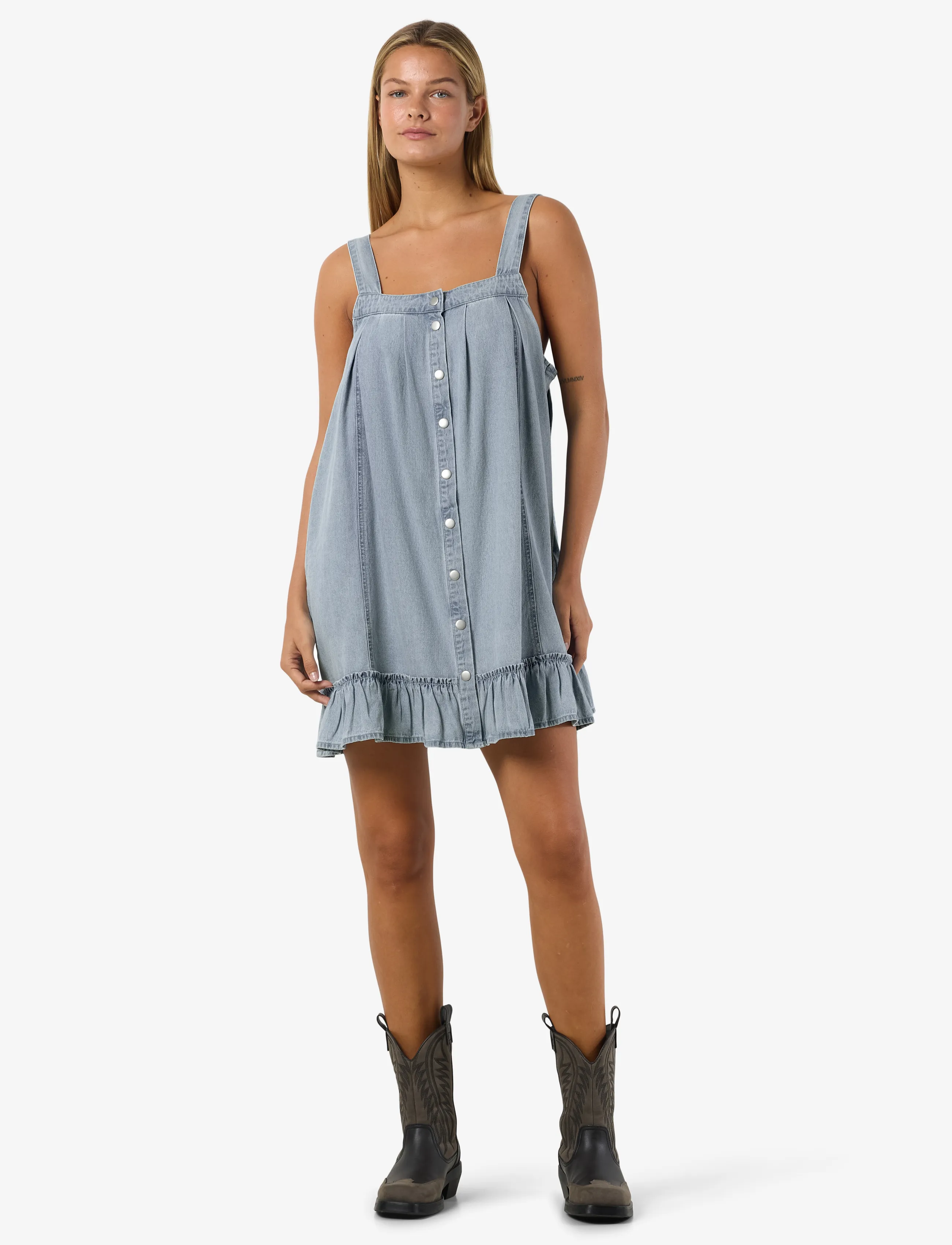 NOISY MAY - NMKATRI OREGON S/L DENIM DRESS BS006LB - medium blue denim - 3