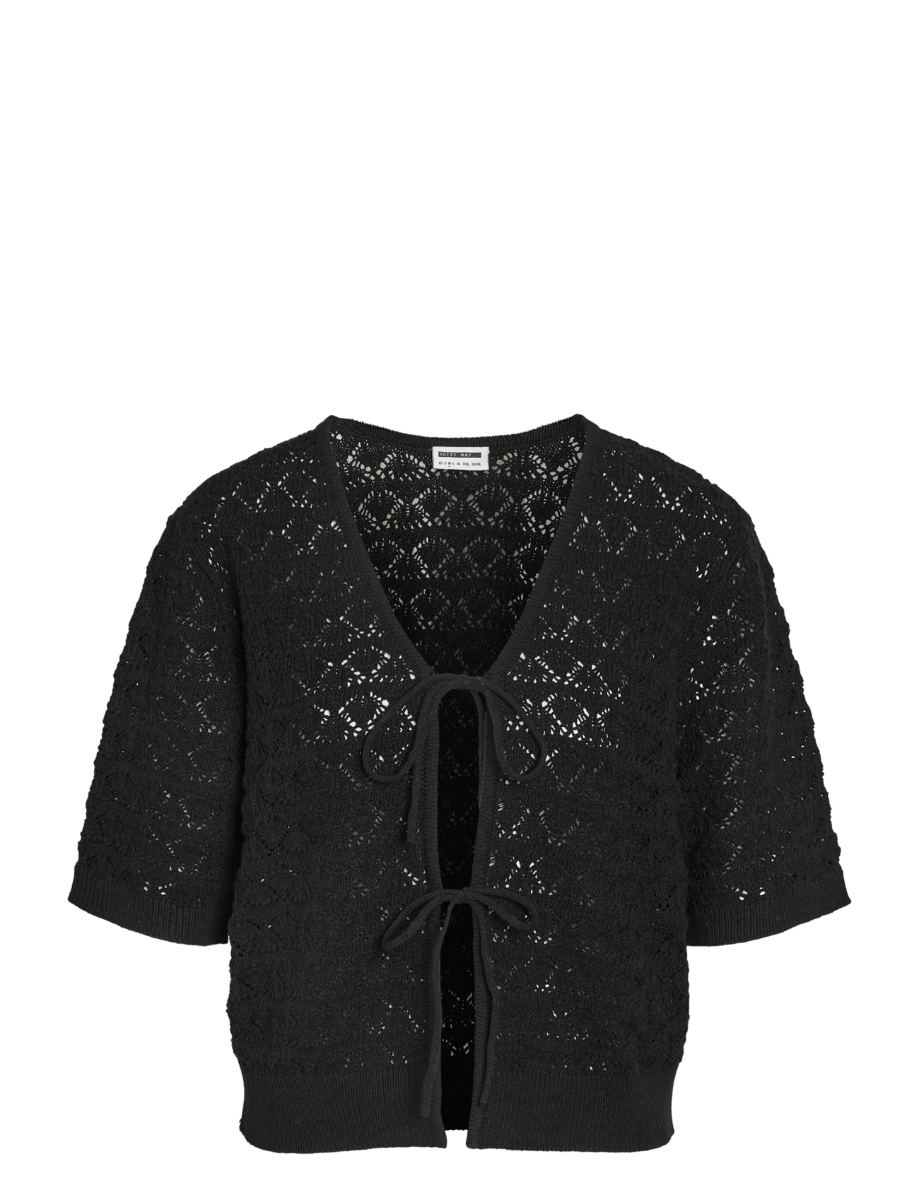 NOISY MAY NMLAIKA S/S TIE KNIT TOP FWD - Knitwear - BLACK / black