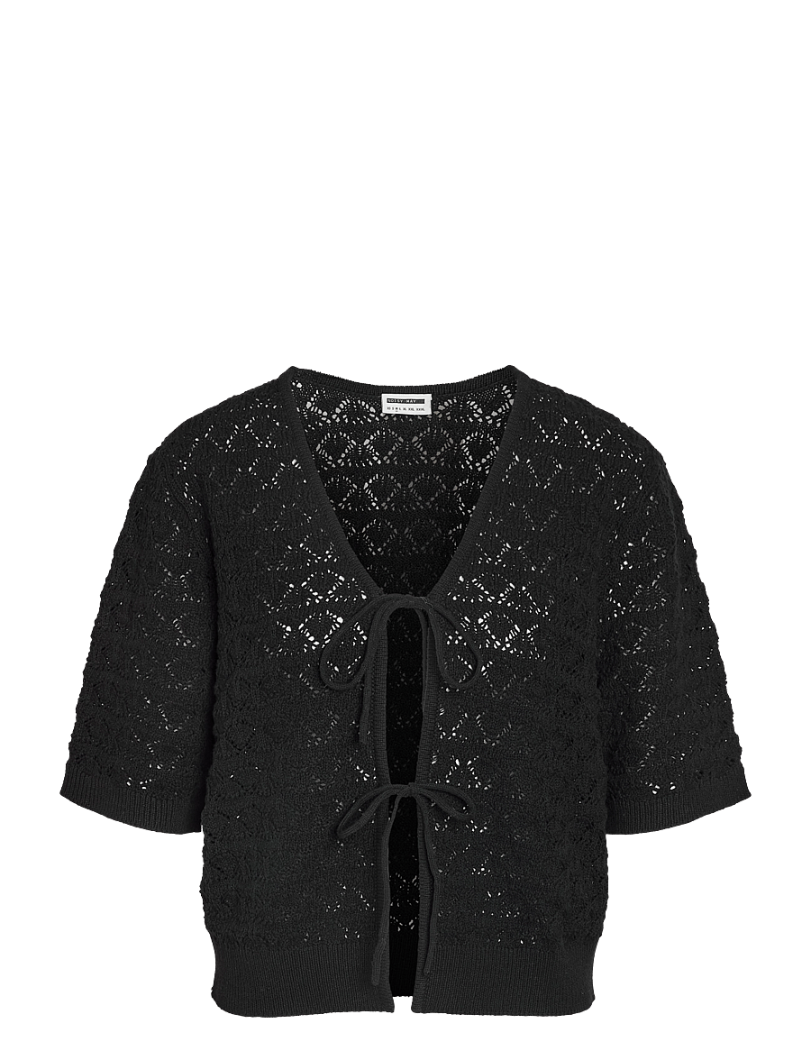 NOISY MAY - NMLAIKA S/S TIE KNIT TOP FWD - black - 1