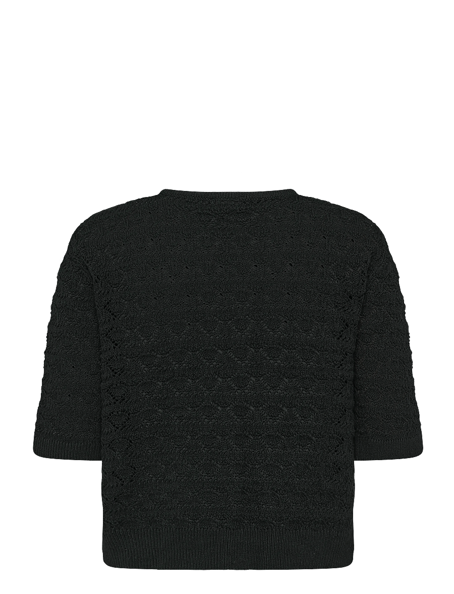 NOISY MAY - NMLAIKA S/S TIE KNIT TOP FWD - strickjacken - black - 2