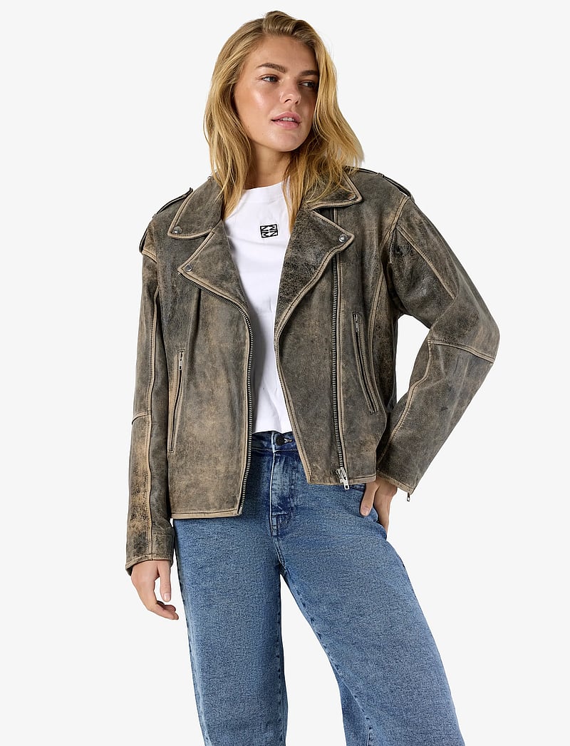 NOISY MAY - NMASTA LEATHER JACKET - læderjakker - black - 0