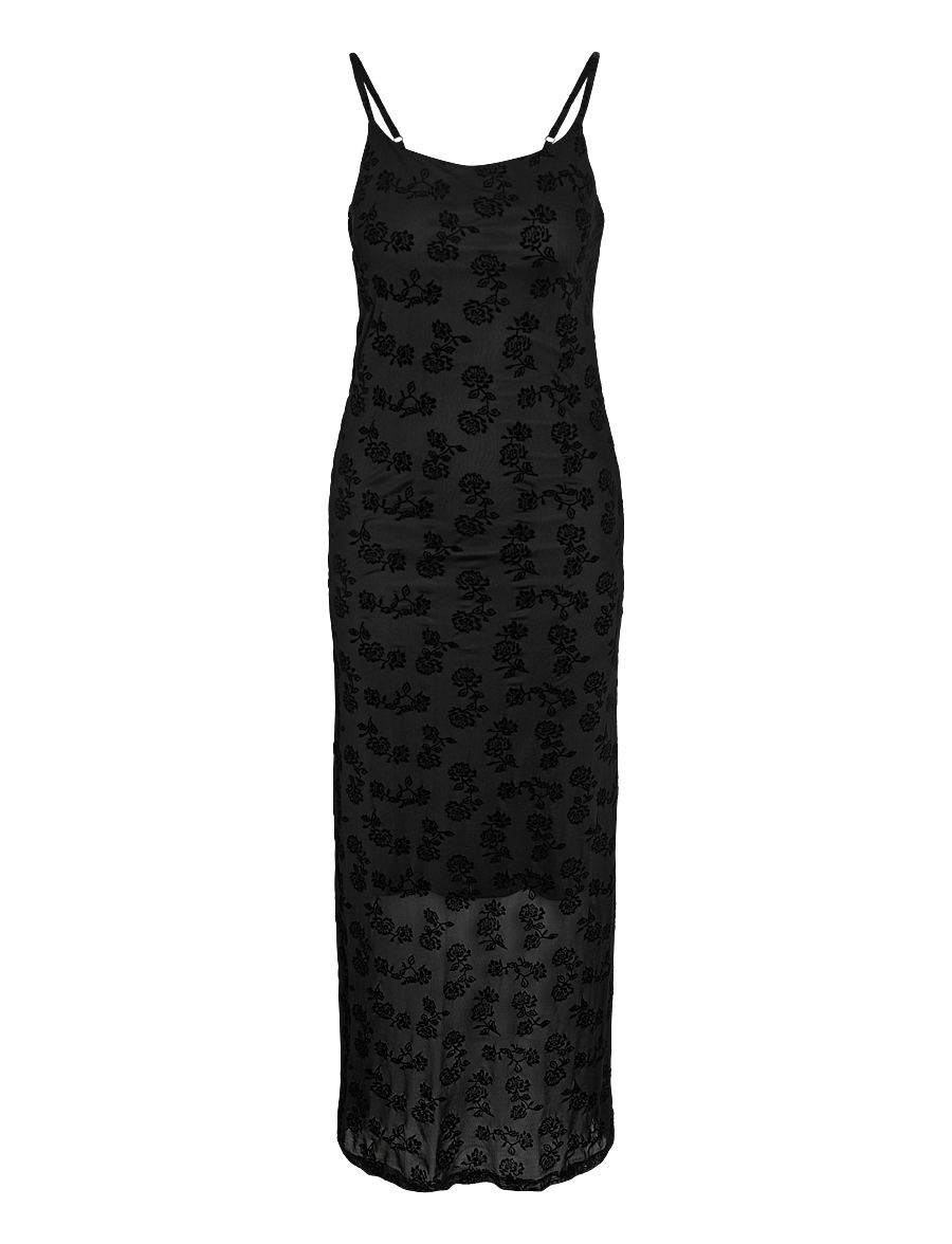 NOISY MAY - NMLOUISE MESH FLOCK LONG DRESS JRS - abendkleider - black - 1