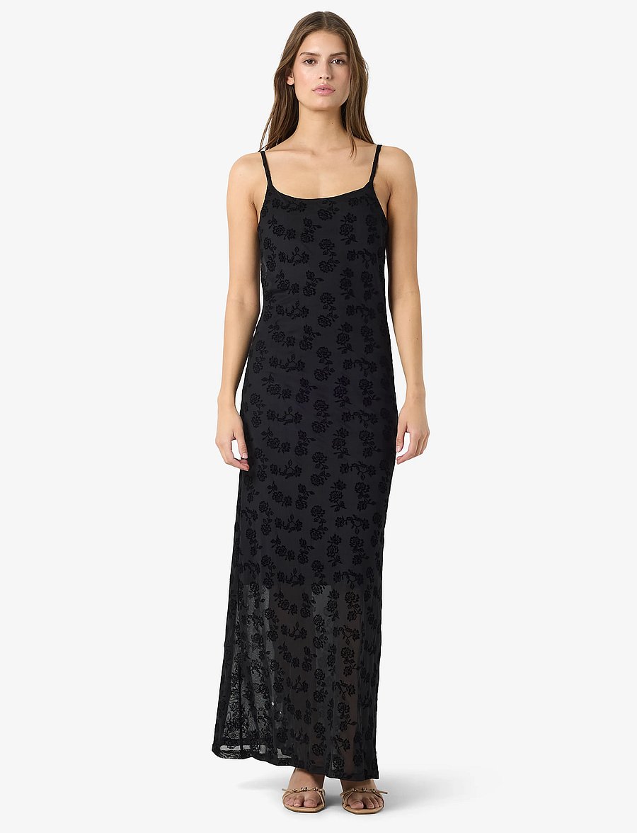 NOISY MAY - NMLOUISE MESH FLOCK LONG DRESS JRS - abendkleider - black - 0