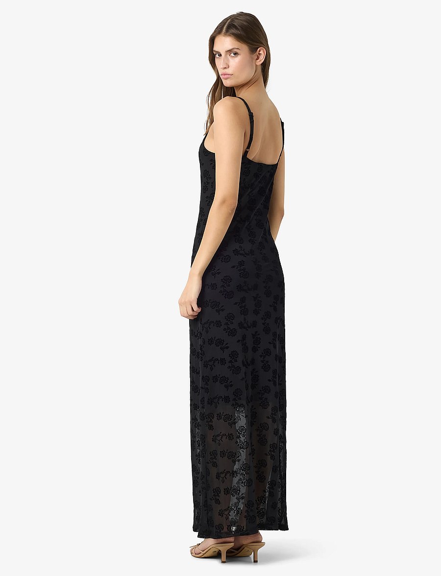 NOISY MAY - NMLOUISE MESH FLOCK LONG DRESS JRS - abendkleider - black - 4