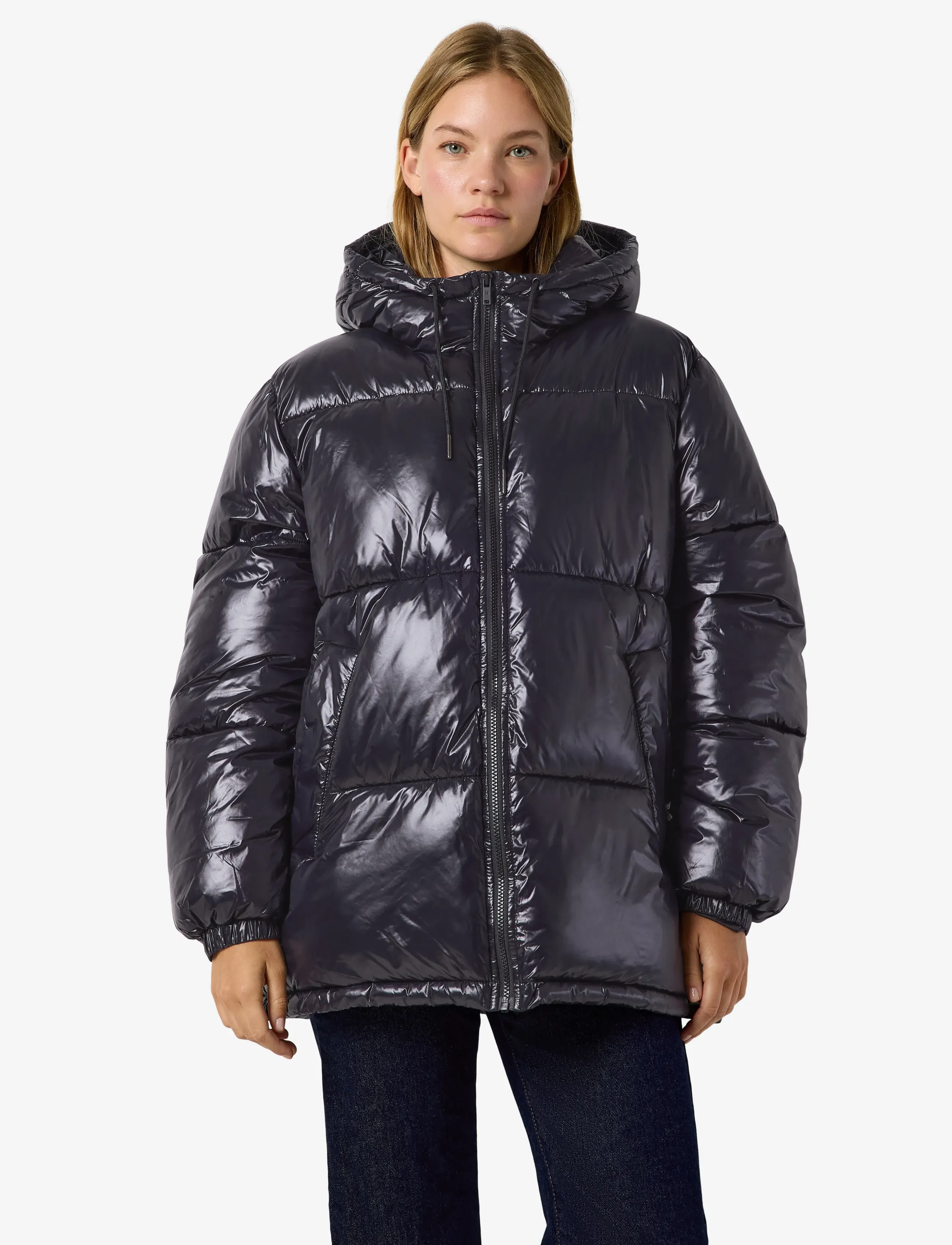 Nmallie Shiny Hood Long Jacket